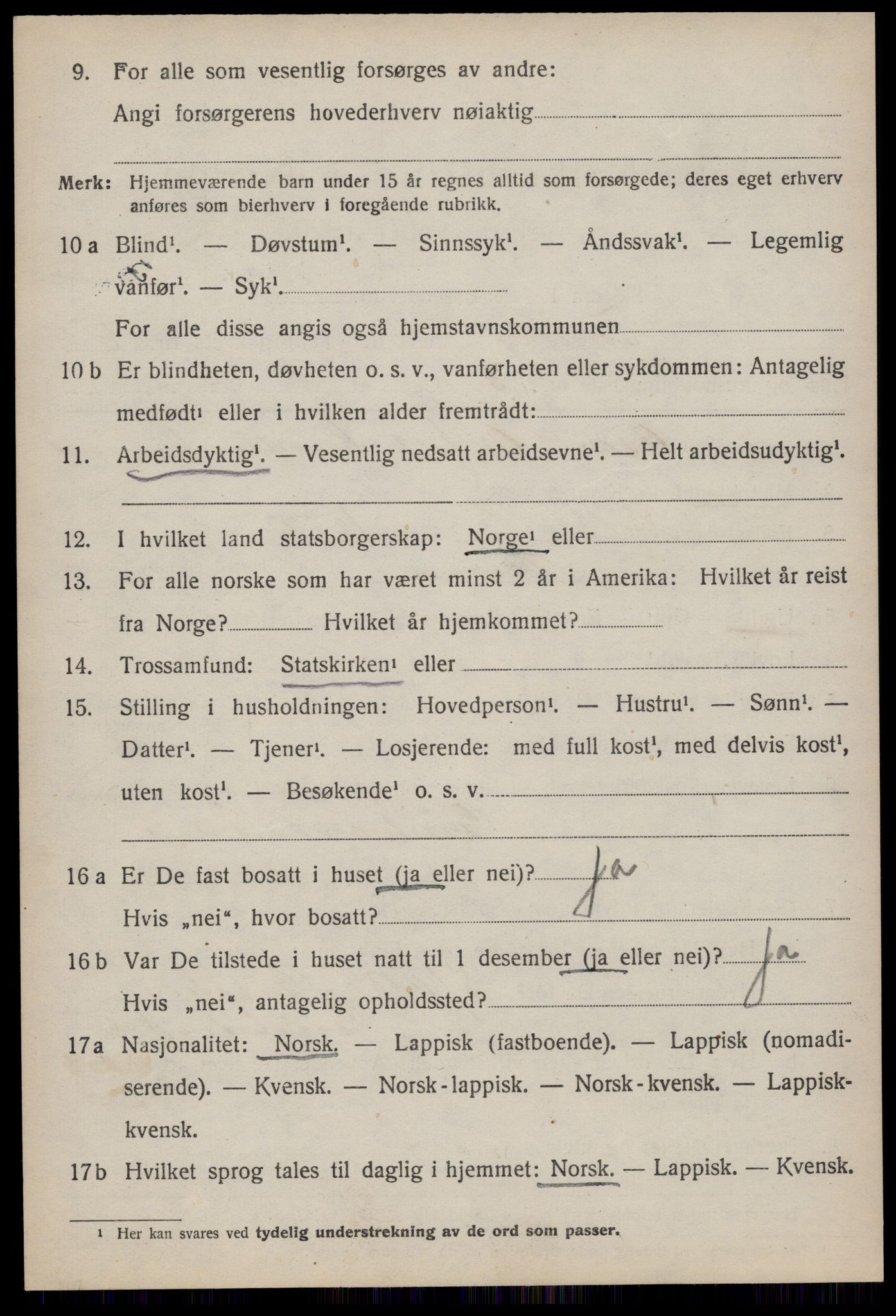 SAT, 1920 census for Fauske, 1920, p. 5425