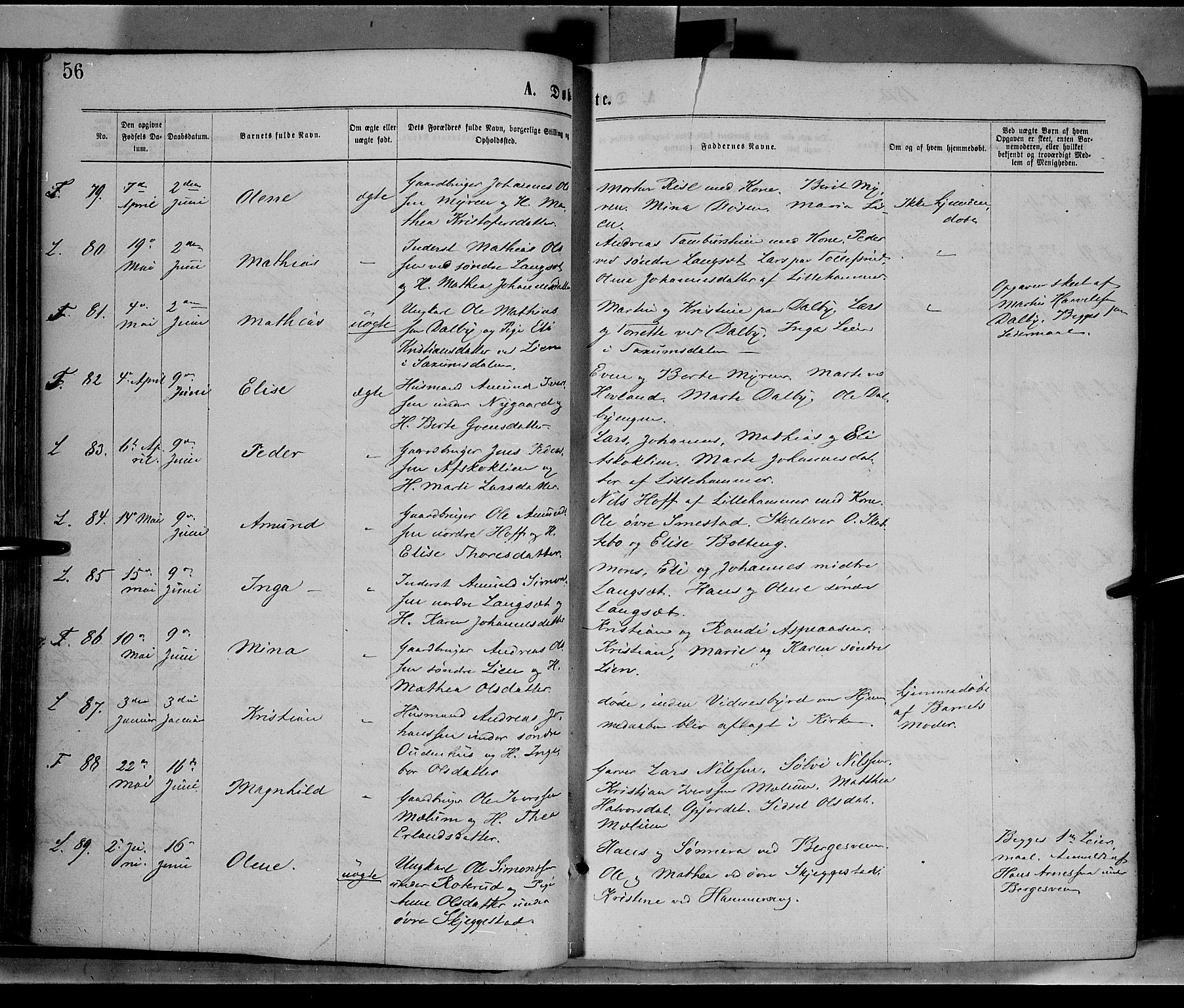 Fåberg prestekontor, AV/SAH-PREST-086/H/Ha/Haa/L0007: Parish register (official) no. 7, 1868-1878, p. 56