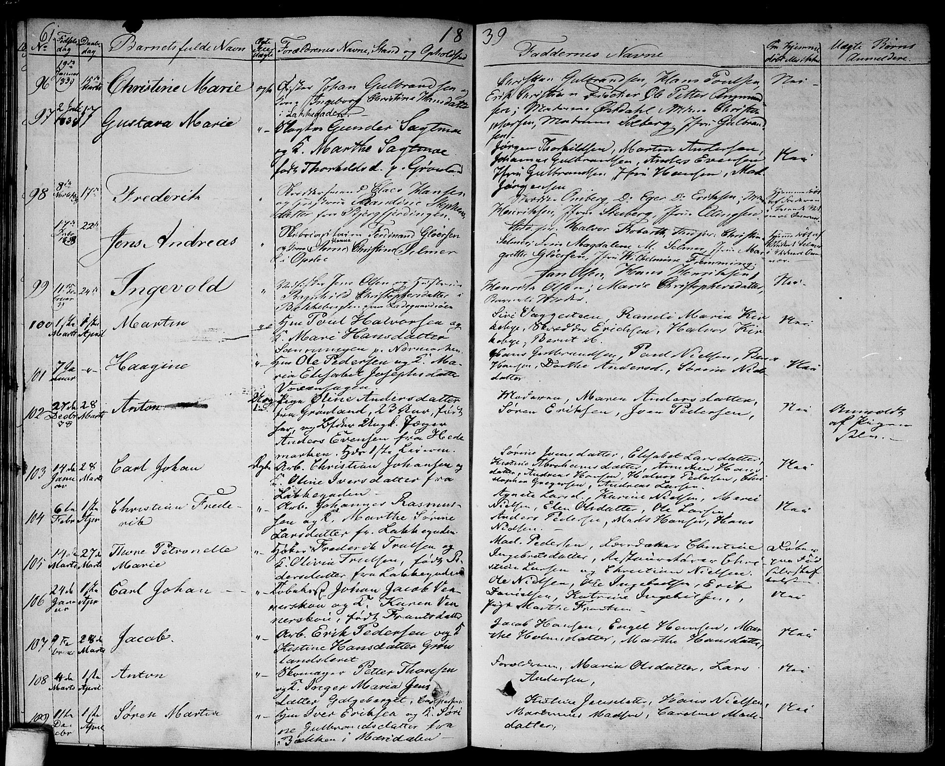 Aker prestekontor kirkebøker, AV/SAO-A-10861/F/L0016: Parish register (official) no. 16, 1827-1841, p. 61