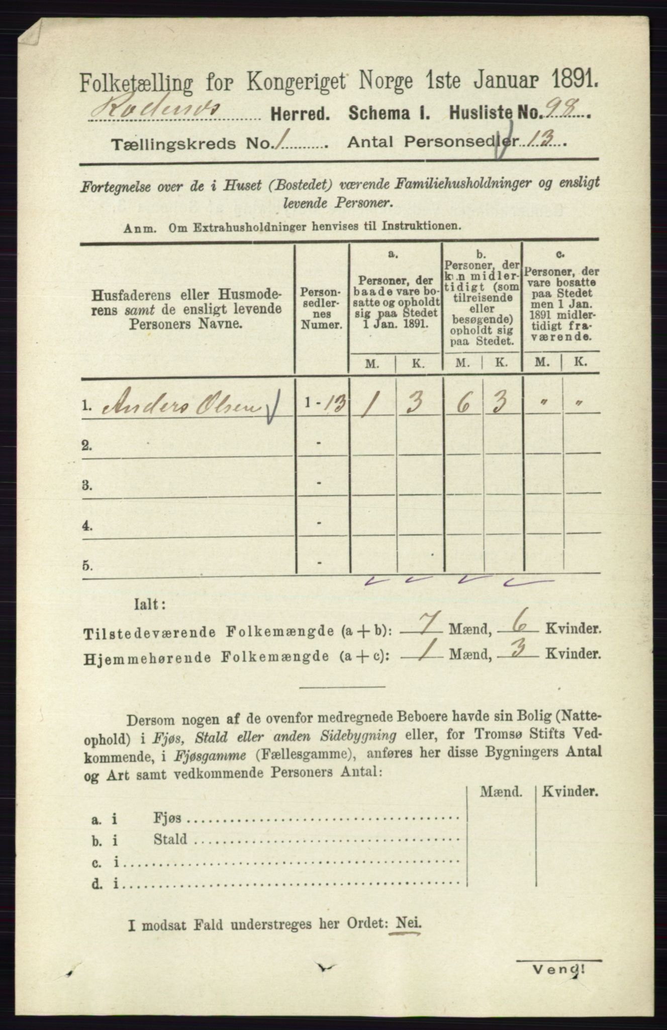 RA, 1891 census for 0120 Rødenes, 1891, p. 117