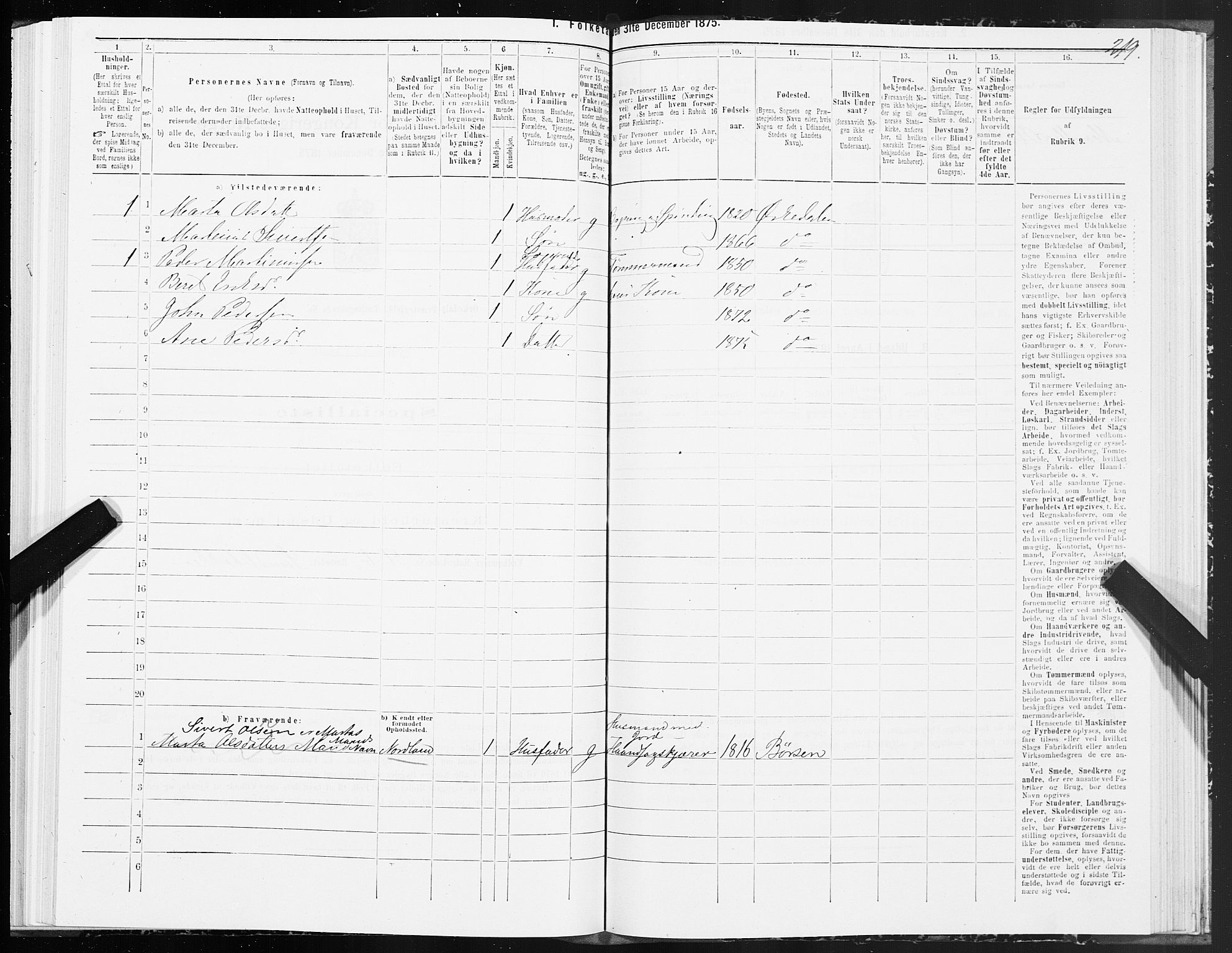 SAT, 1875 census for 1638P Orkdal, 1875, p. 2219