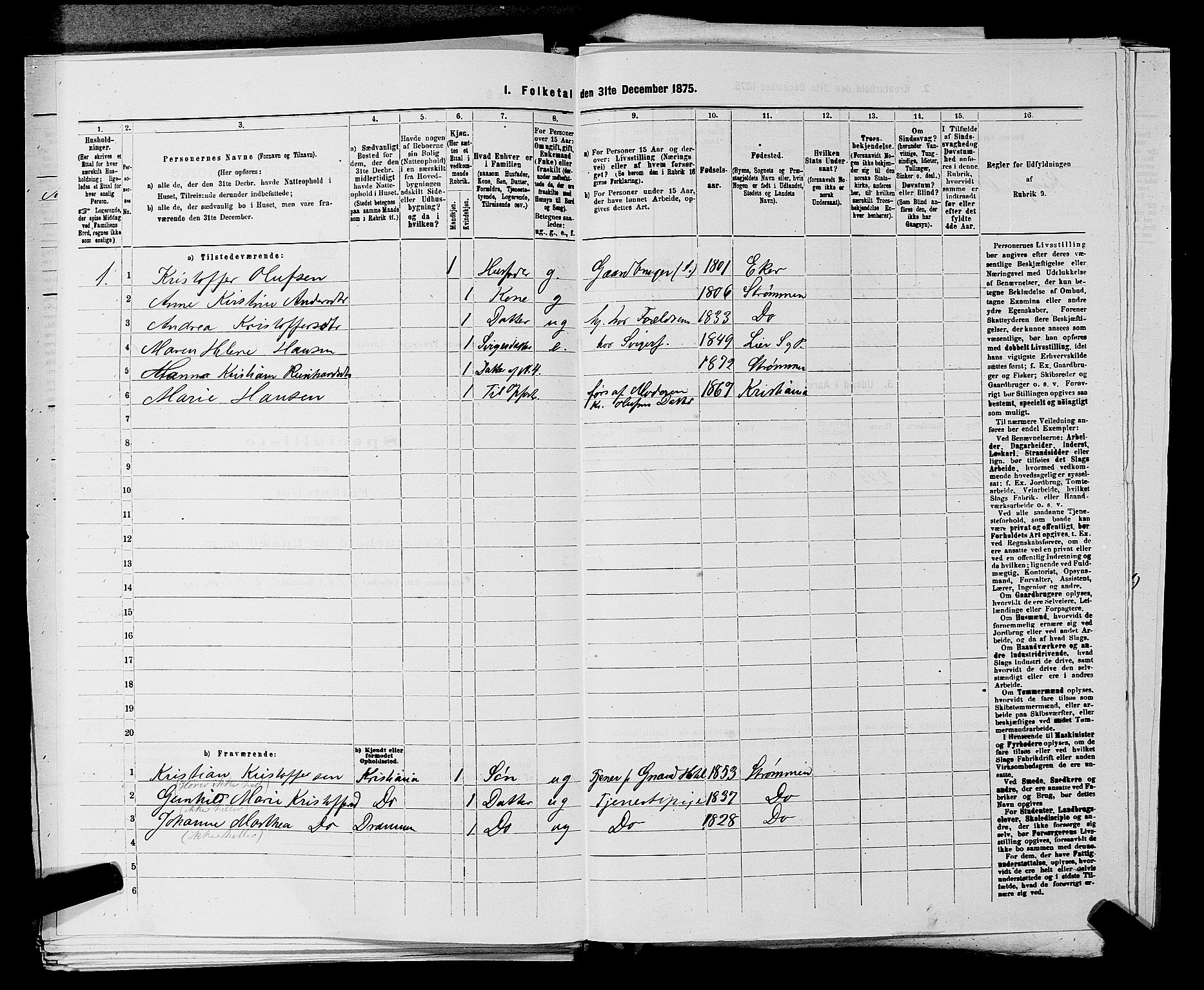 SAKO, 1875 census for 0711L Strømm/Strømm, 1875, p. 157