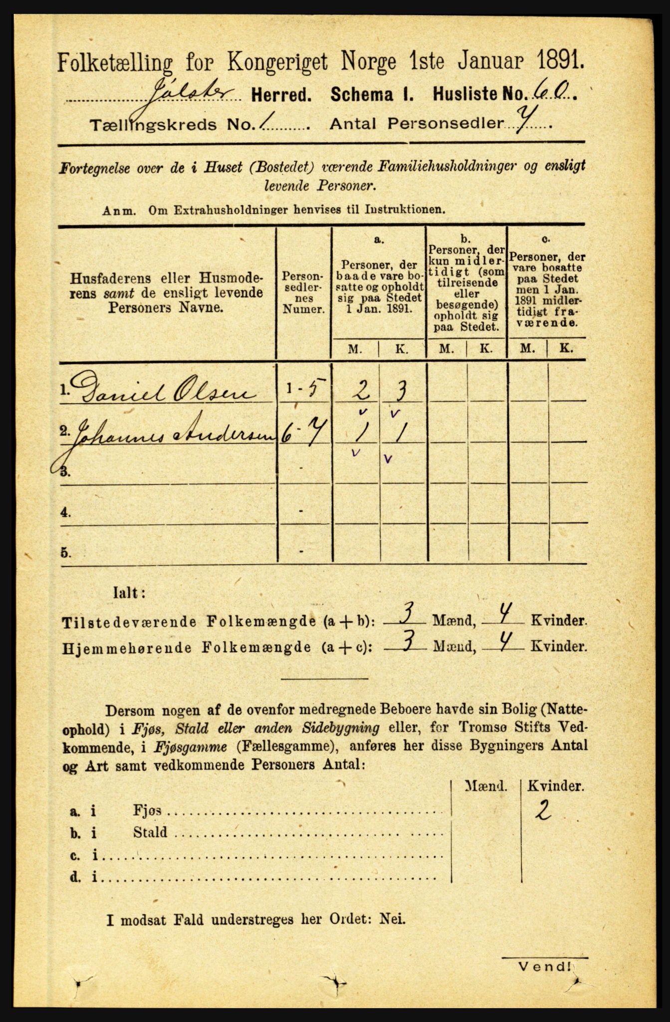 RA, 1891 census for 1431 Jølster, 1891, p. 89