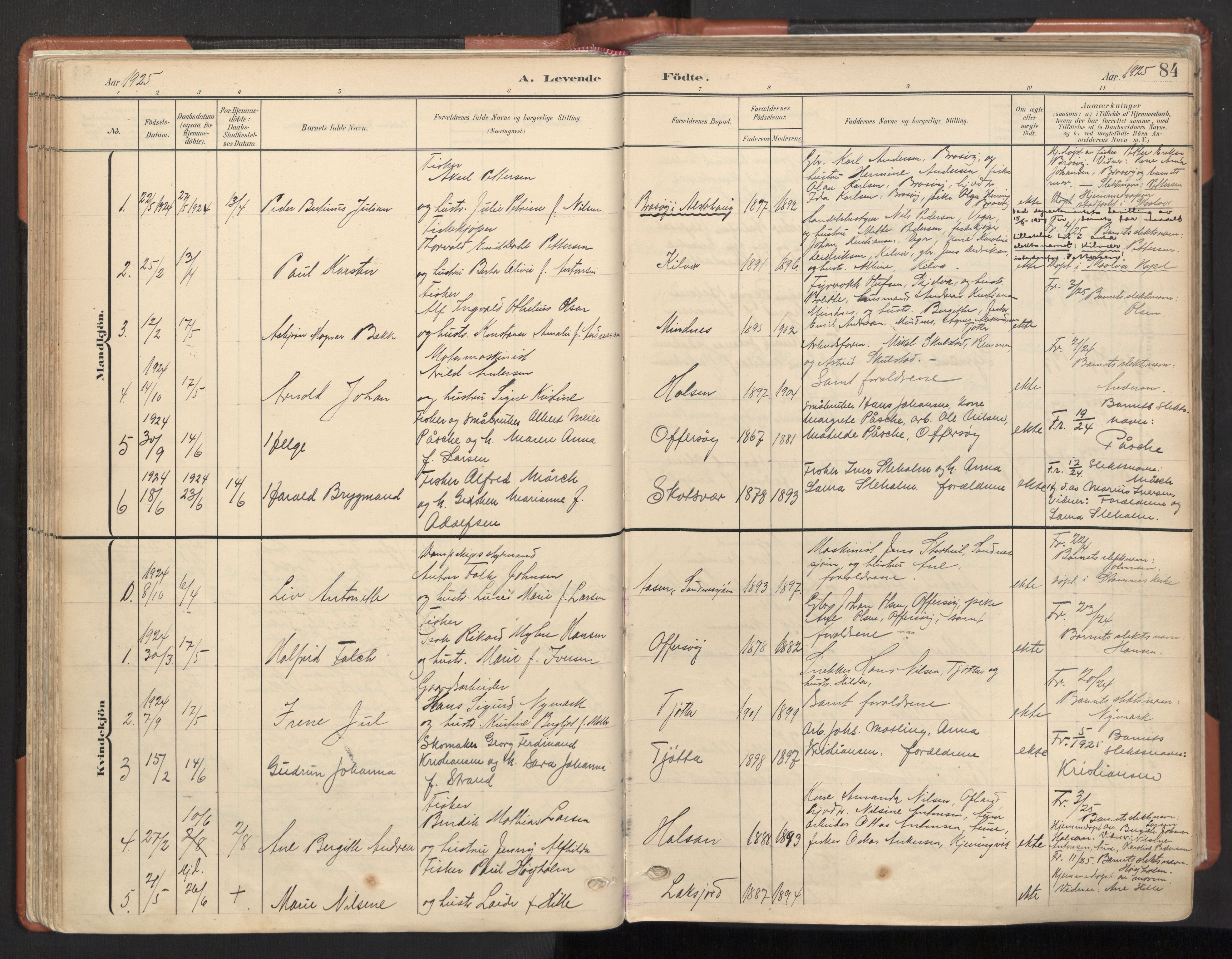 Ministerialprotokoller, klokkerbøker og fødselsregistre - Nordland, SAT/A-1459/817/L0265: Parish register (official) no. 817A05, 1908-1944, p. 84