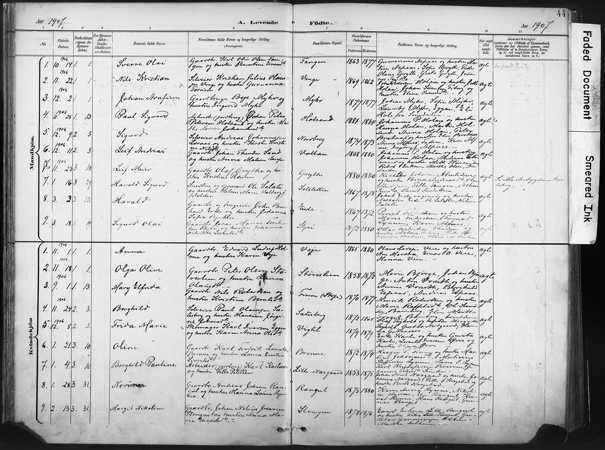 Ministerialprotokoller, klokkerbøker og fødselsregistre - Nord-Trøndelag, SAT/A-1458/717/L0162: Parish register (official) no. 717A12, 1898-1923, p. 44