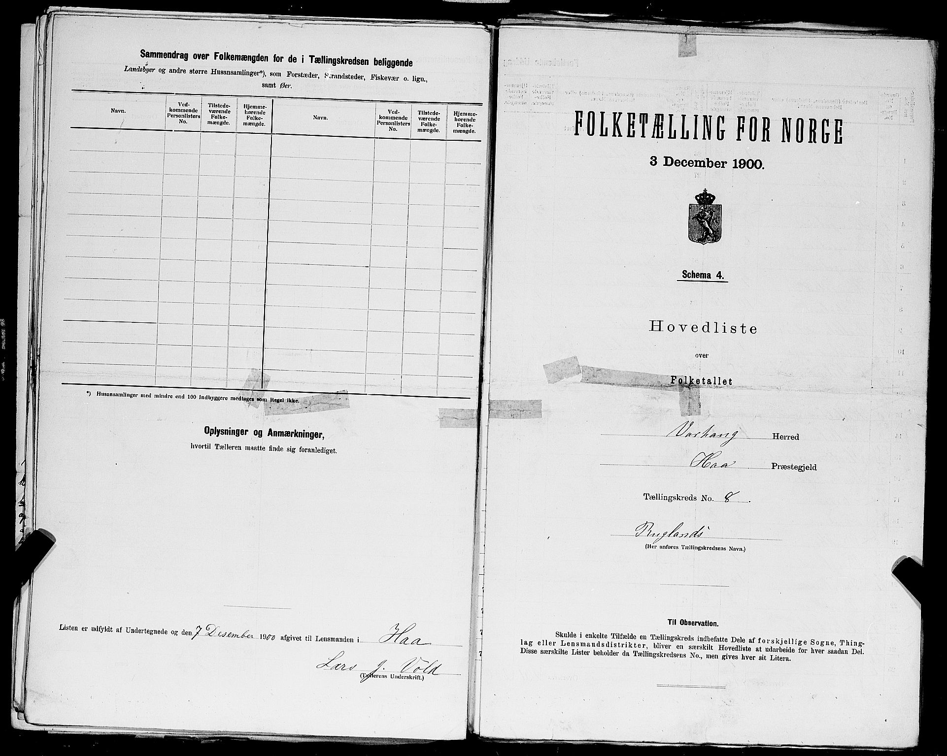 SAST, 1900 census for Varhaug, 1900, p. 26