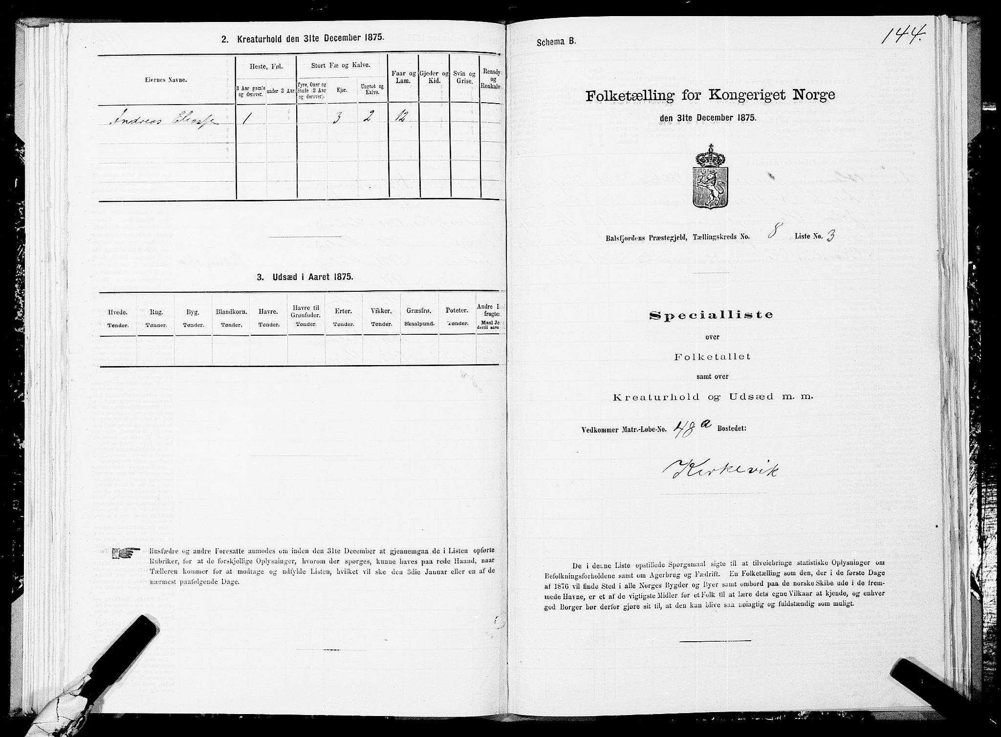 SATØ, 1875 census for 1933P Balsfjord, 1875, p. 4144