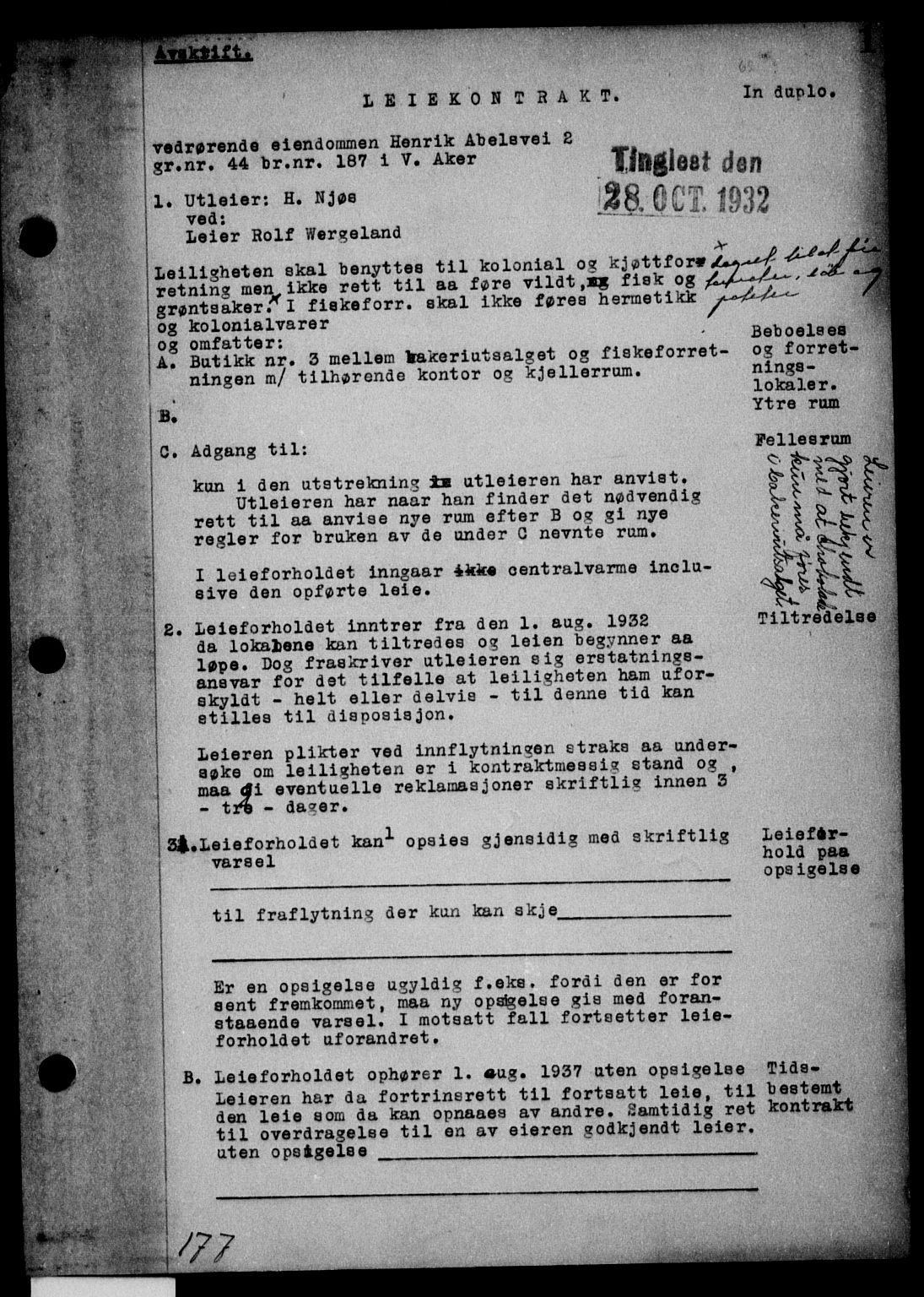 Aker herredsskriveri, AV/SAO-A-10896/G/Gb/Gba/Gbaa/L0108: Mortgage book no. I 108, 1932-1932, Deed date: 28.10.1932