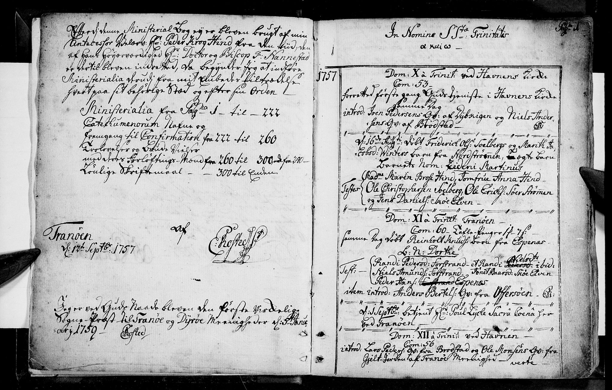 Tranøy sokneprestkontor, AV/SATØ-S-1313/I/Ia/Iaa/L0001kirke: Parish register (official) no. 1, 1757-1773, p. 0-1