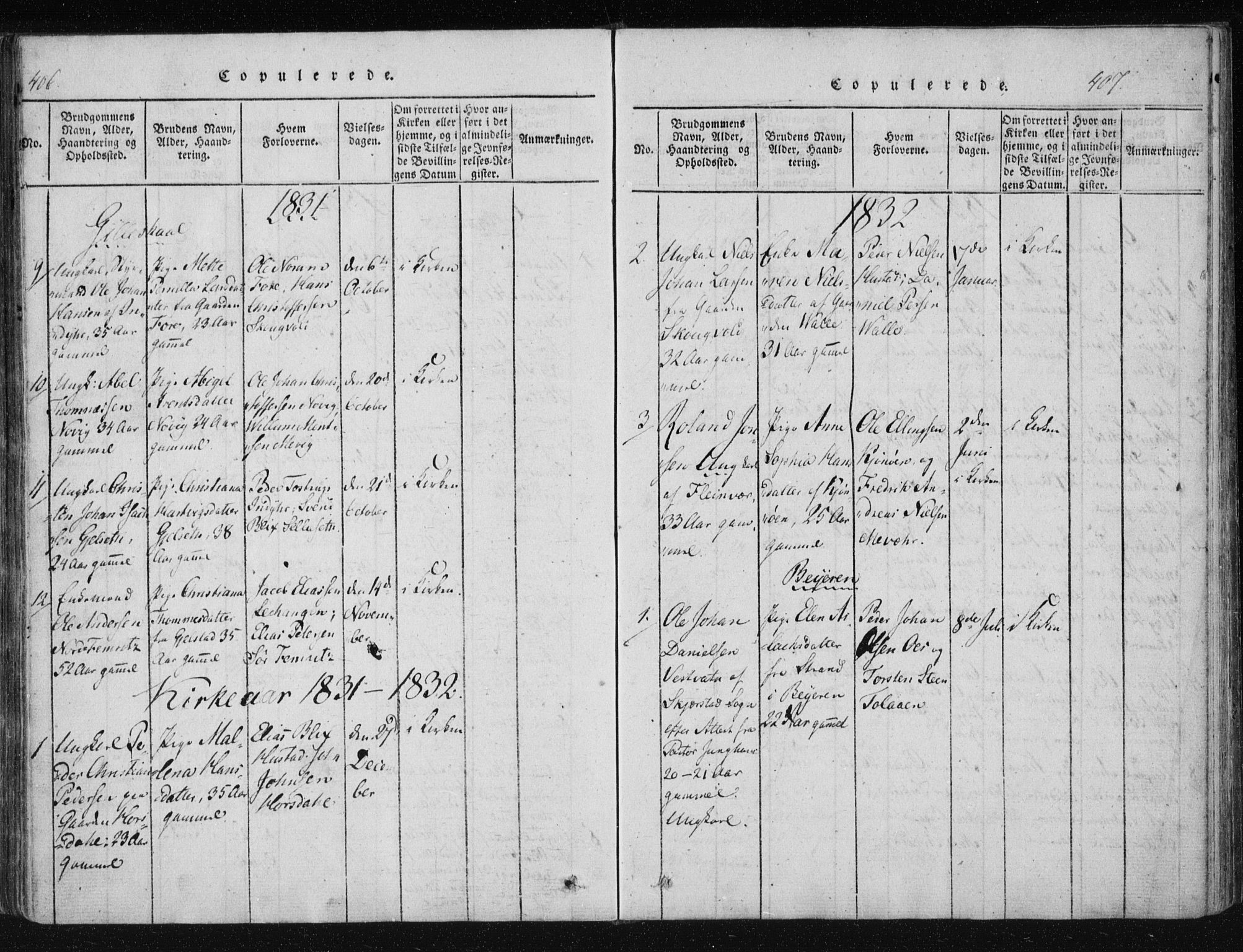 Ministerialprotokoller, klokkerbøker og fødselsregistre - Nordland, AV/SAT-A-1459/805/L0096: Parish register (official) no. 805A03, 1820-1837, p. 406-407