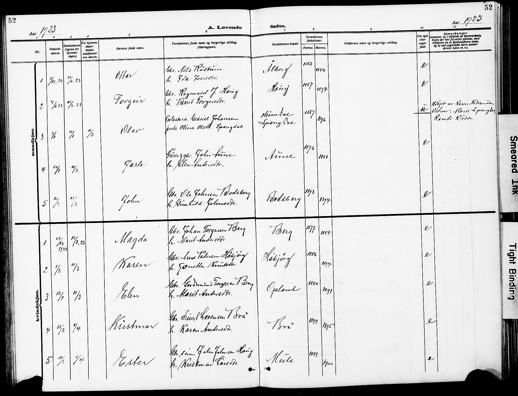 Ministerialprotokoller, klokkerbøker og fødselsregistre - Sør-Trøndelag, SAT/A-1456/612/L0388: Parish register (copy) no. 612C04, 1909-1929, p. 52