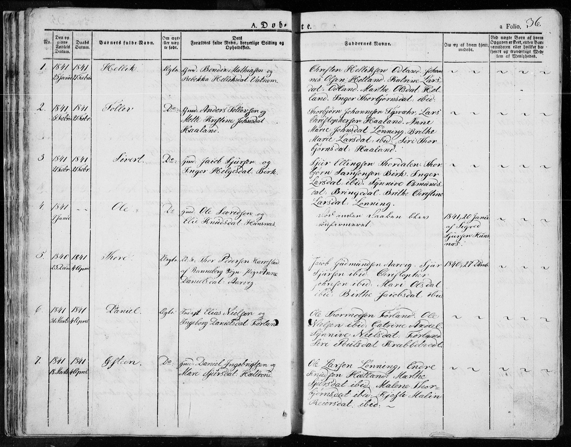 Tysvær sokneprestkontor, AV/SAST-A -101864/H/Ha/Haa/L0001: Parish register (official) no. A 1.1, 1831-1856, p. 36