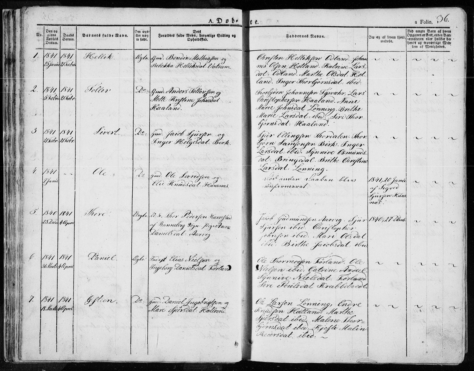 Tysvær sokneprestkontor, SAST/A -101864/H/Ha/Haa/L0001: Parish register (official) no. A 1.1, 1831-1856, p. 36