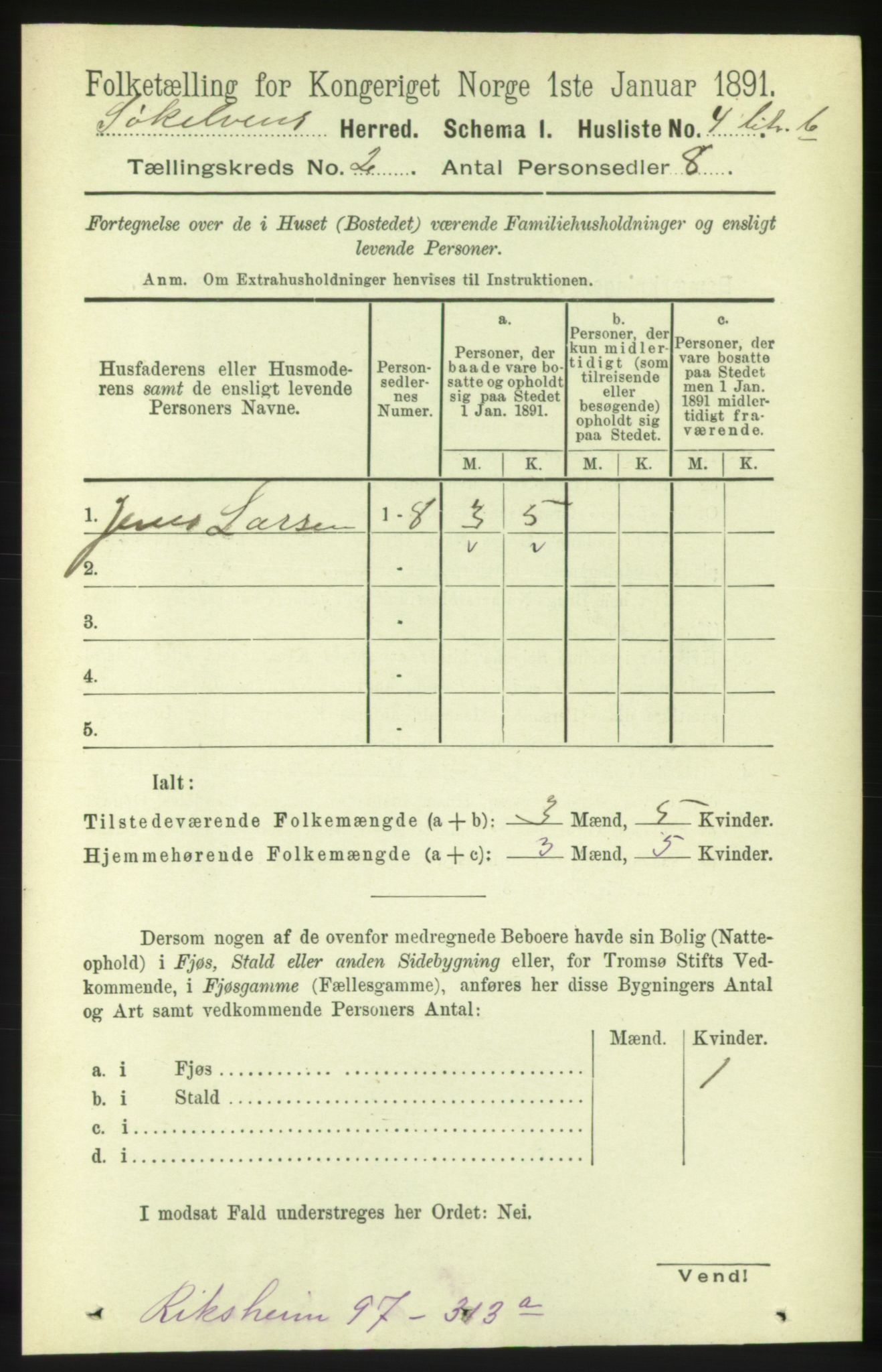 RA, 1891 census for 1528 Sykkylven, 1891, p. 1454