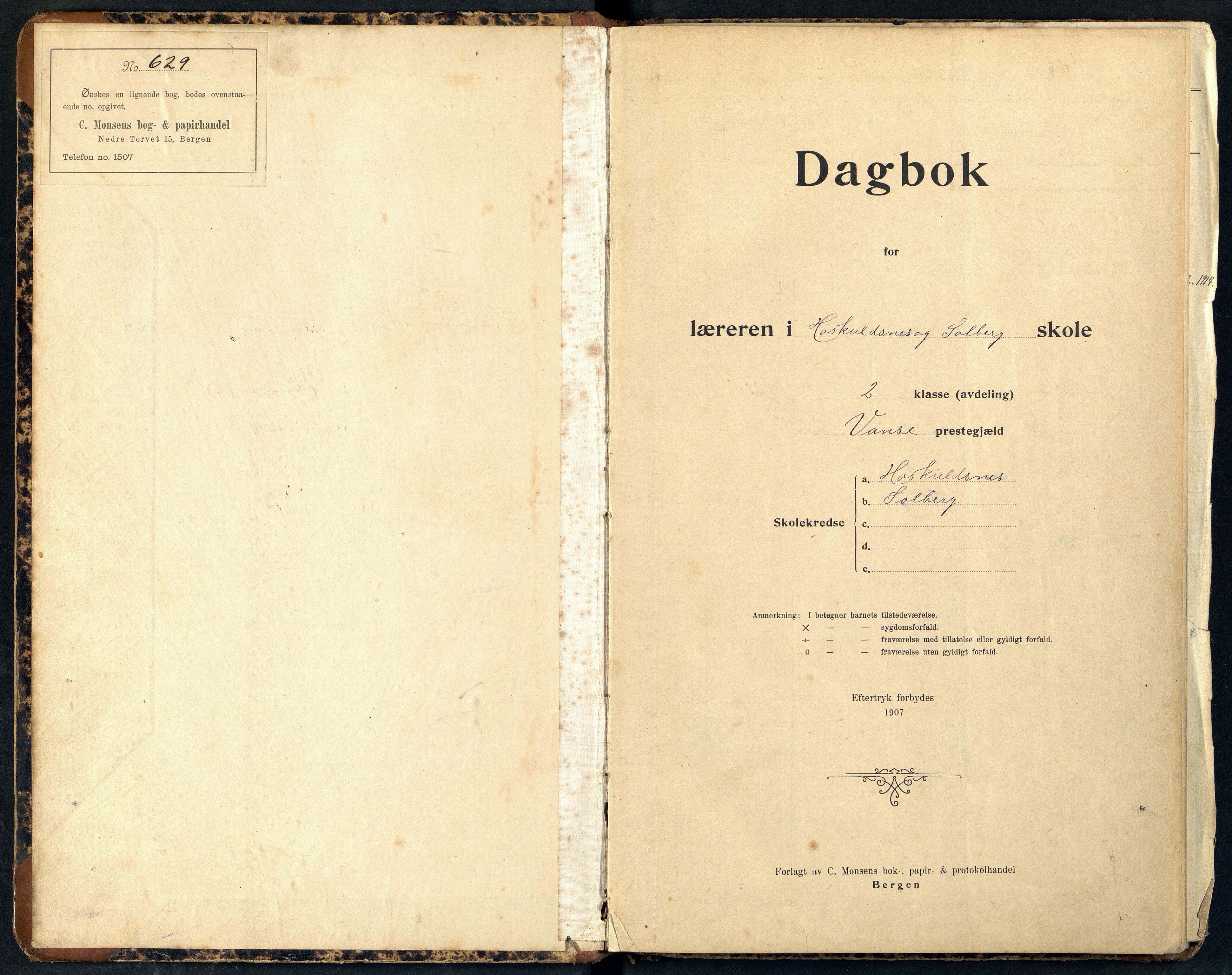 Lista kommune - Hoskuldsnes Skole, ARKSOR/1003LI557/I/L0001: Dagbok, 1910-1923