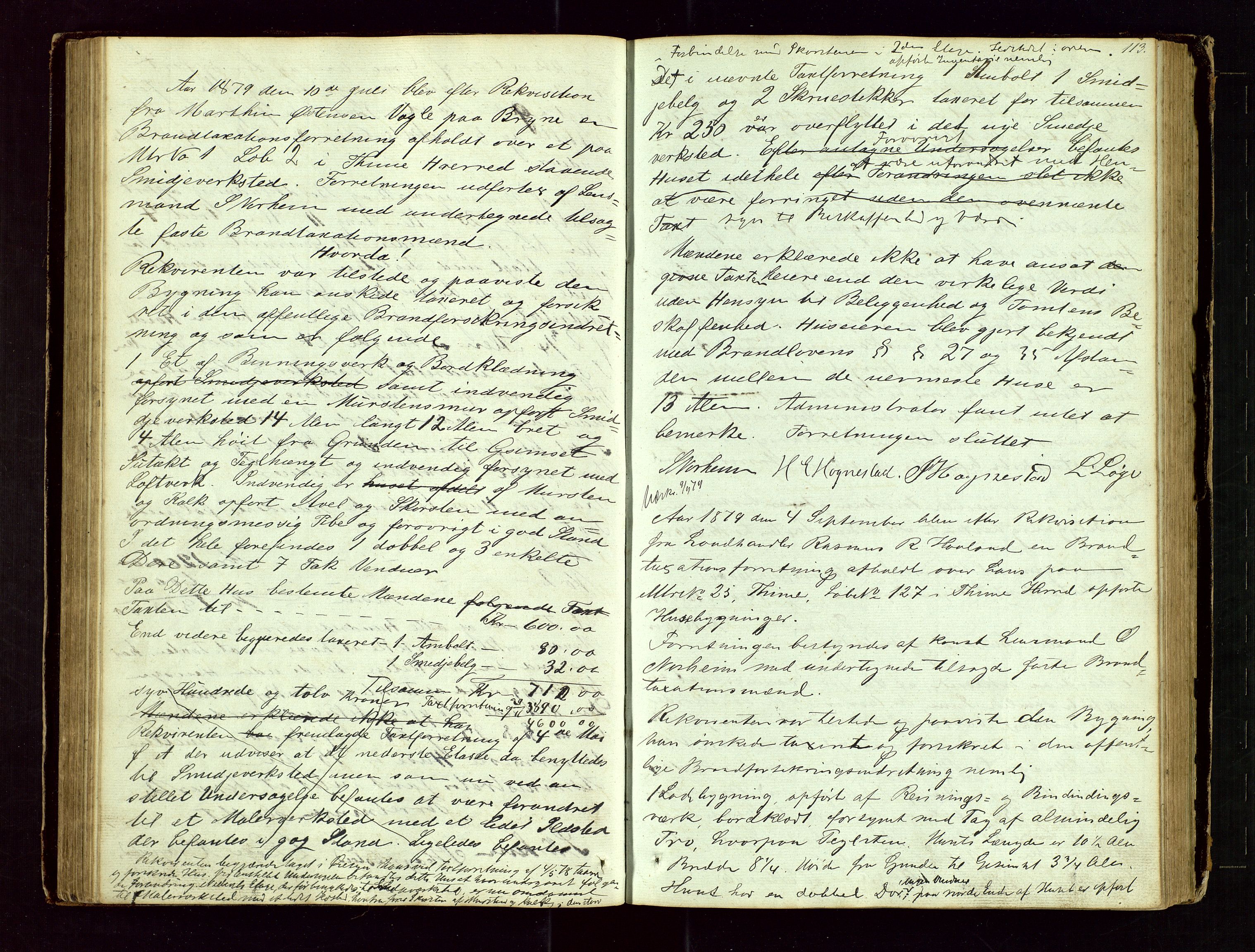 Time lensmannskontor, SAST/A-100420/Goa/L0001: "Brandtaxations-Protocol for Houglands Thinglaug", 1846-1904, p. 112b-113a