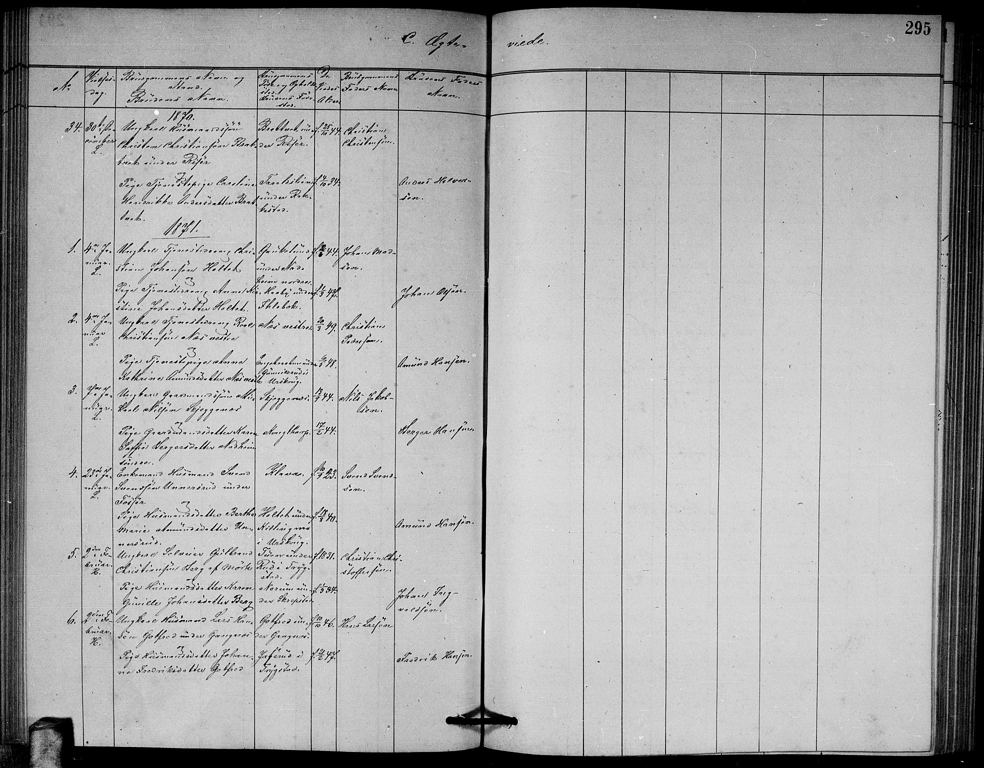 Høland prestekontor Kirkebøker, AV/SAO-A-10346a/G/Ga/L0006: Parish register (copy) no. I 6, 1869-1879, p. 295