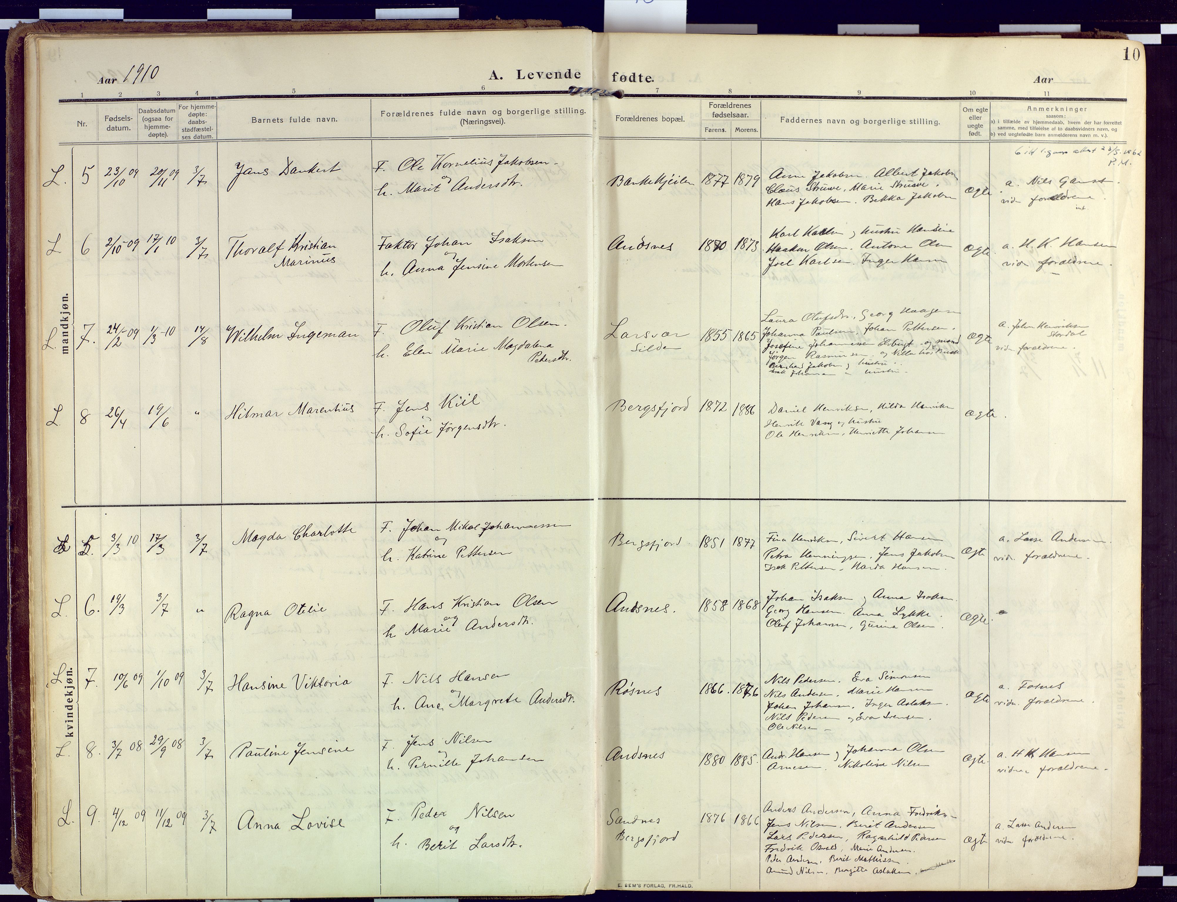 Loppa sokneprestkontor, SATØ/S-1339/H/Ha/L0011kirke: Parish register (official) no. 11, 1909-1919, p. 10