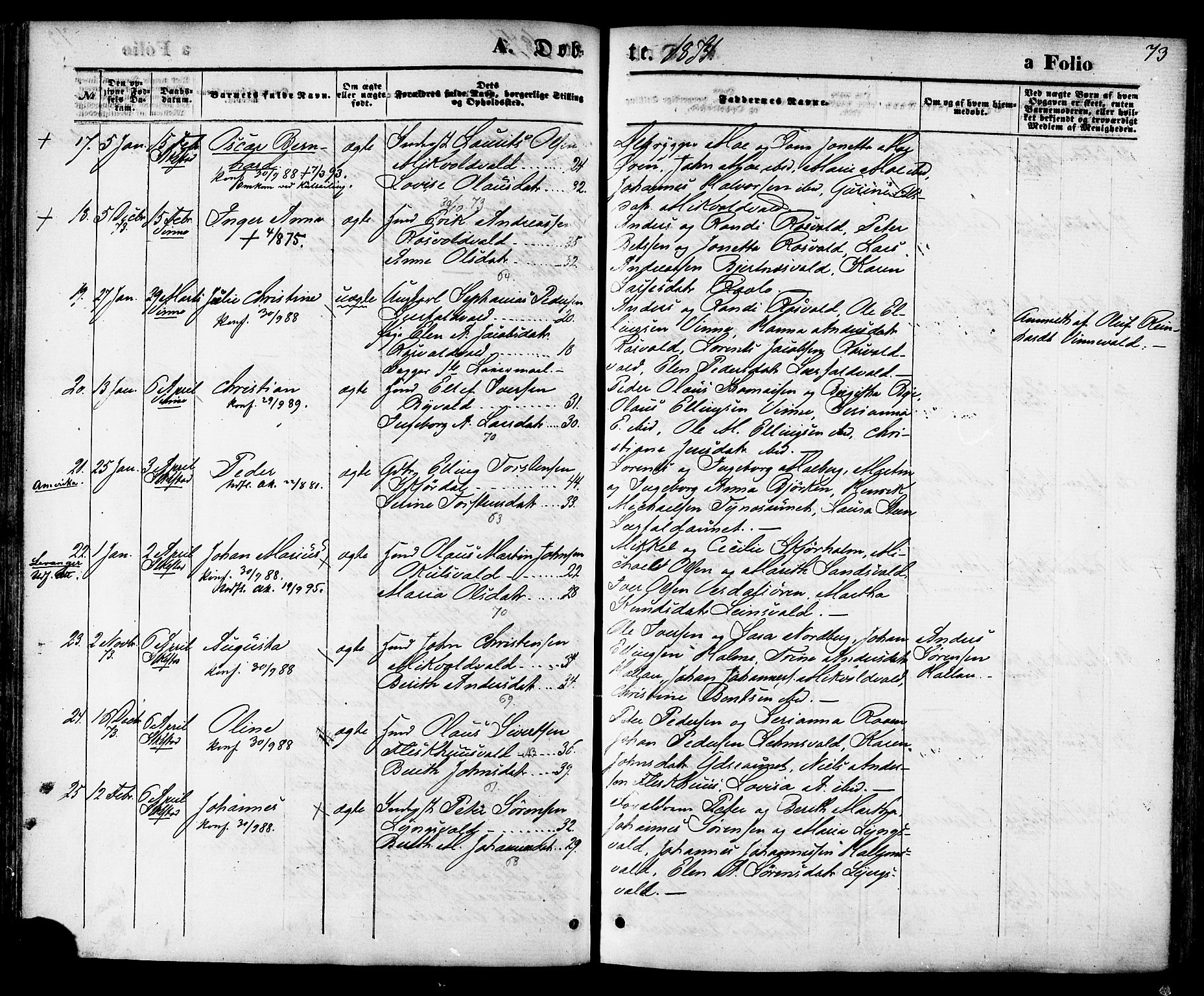 Ministerialprotokoller, klokkerbøker og fødselsregistre - Nord-Trøndelag, AV/SAT-A-1458/723/L0242: Parish register (official) no. 723A11, 1870-1880, p. 73