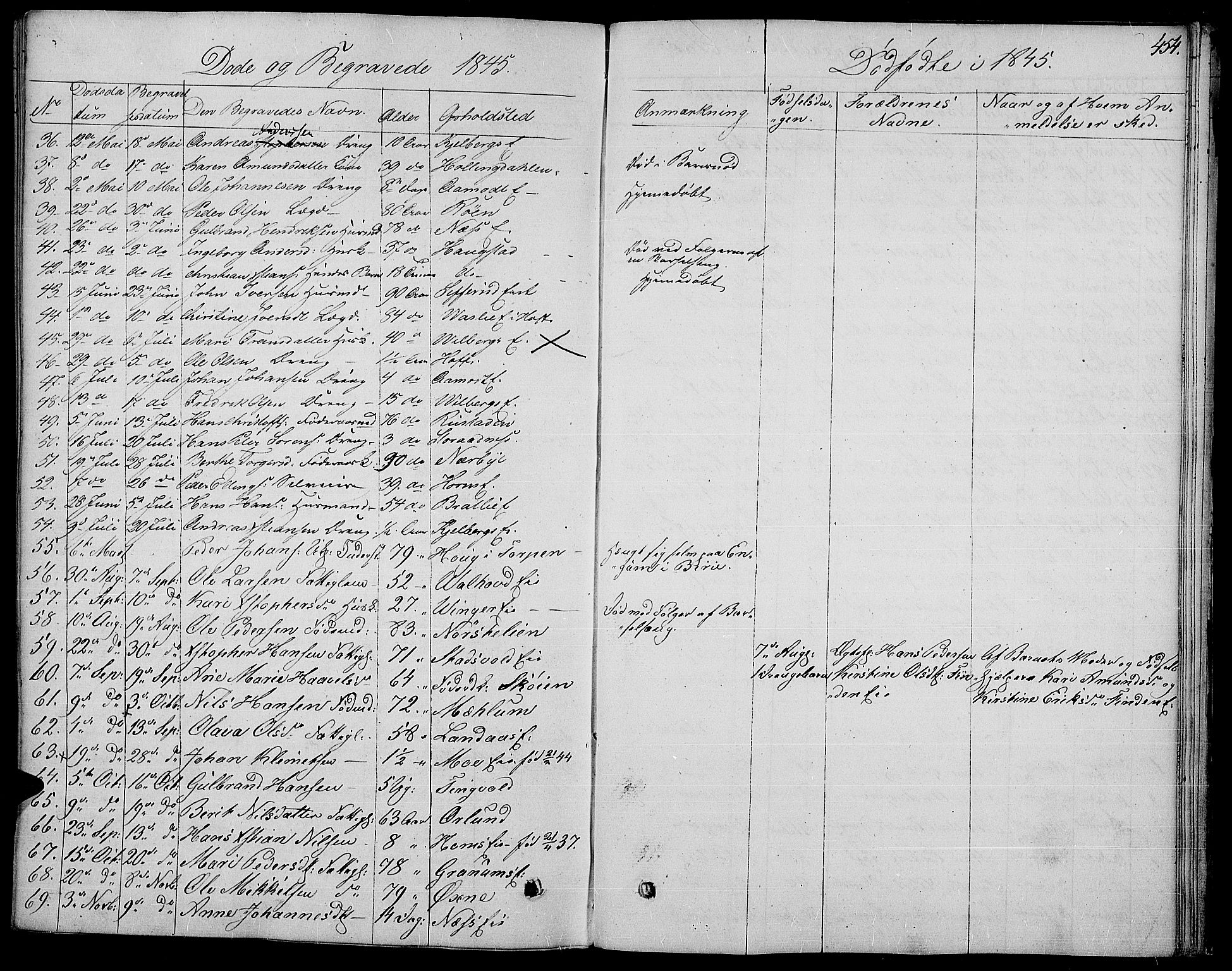 Land prestekontor, SAH/PREST-120/H/Ha/Haa/L0008: Parish register (official) no. 8, 1830-1846, p. 454