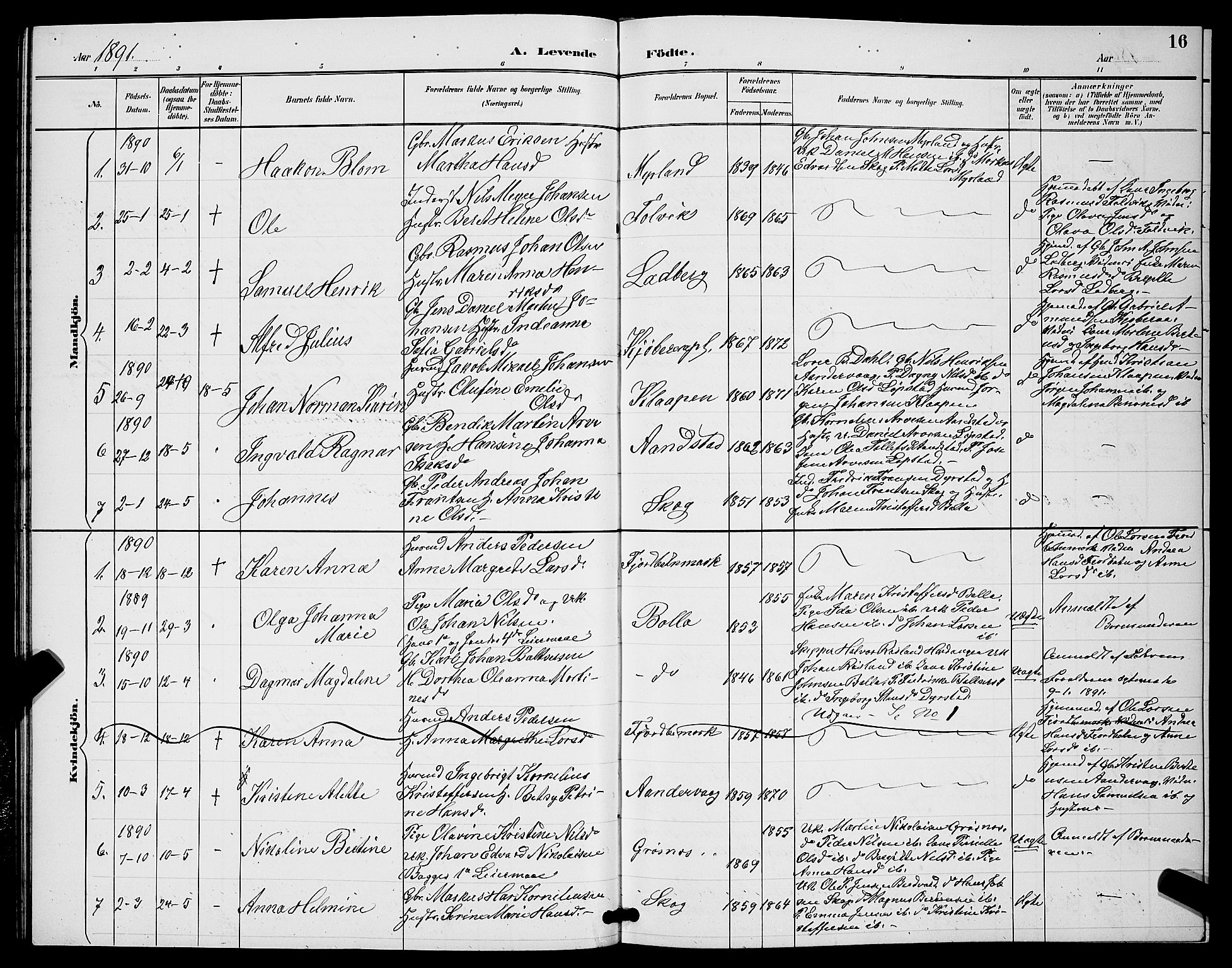 Ibestad sokneprestembete, SATØ/S-0077/H/Ha/Hab/L0008klokker: Parish register (copy) no. 8, 1890-1903, p. 16