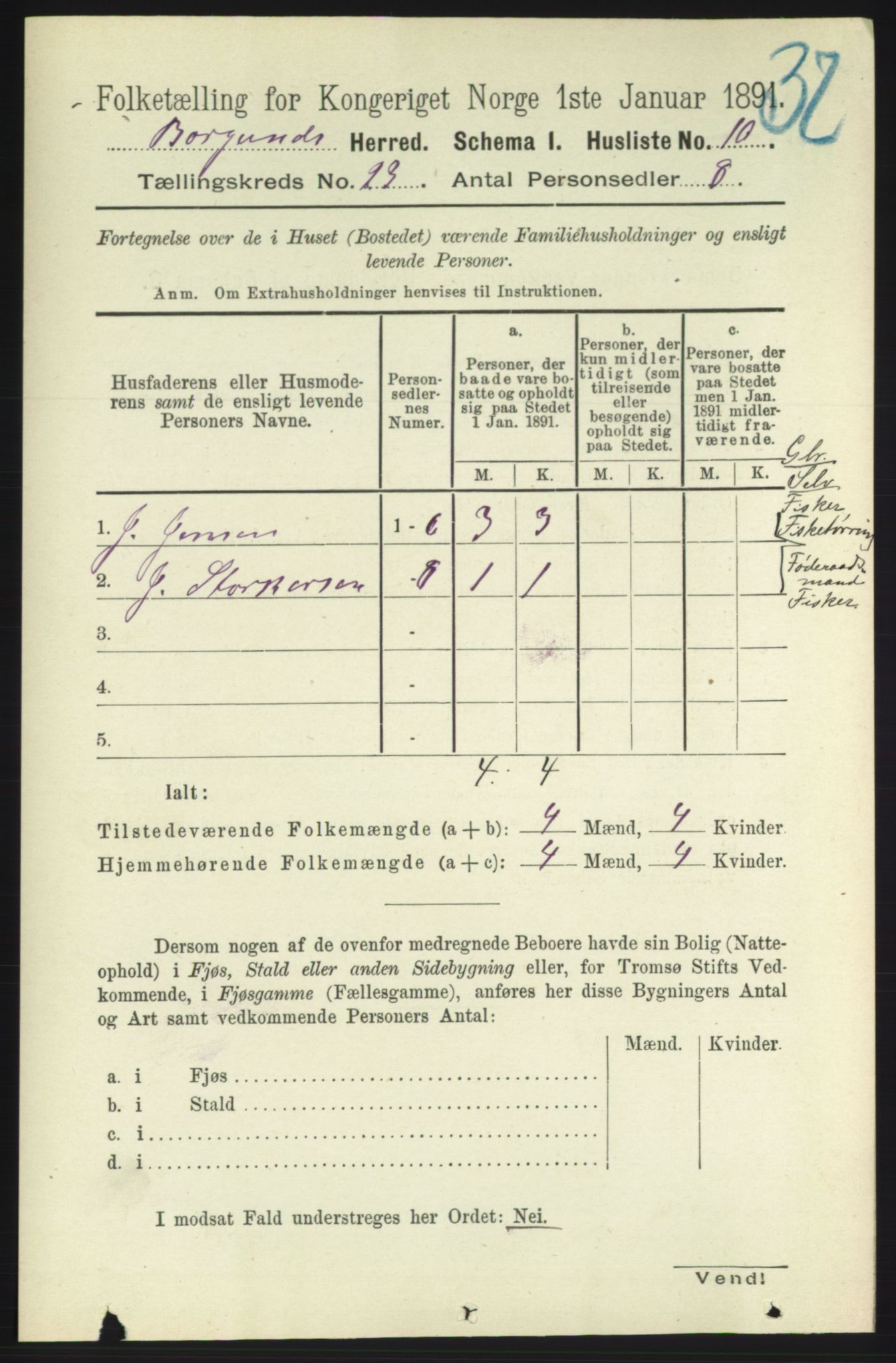 RA, 1891 census for 1531 Borgund, 1891, p. 6954