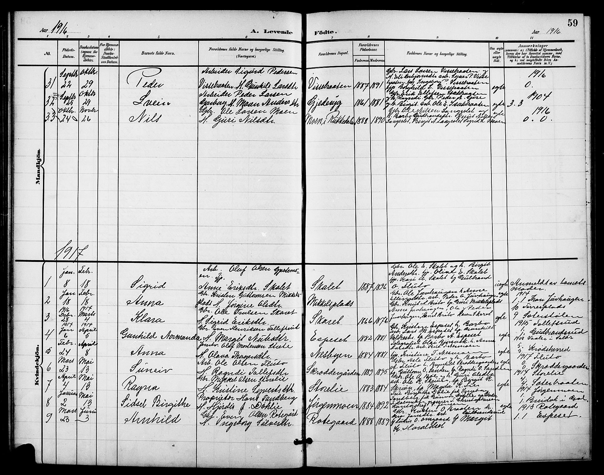 Nes kirkebøker, SAKO/A-236/G/Ga/L0004: Parish register (copy) no. I 4, 1900-1925, p. 59