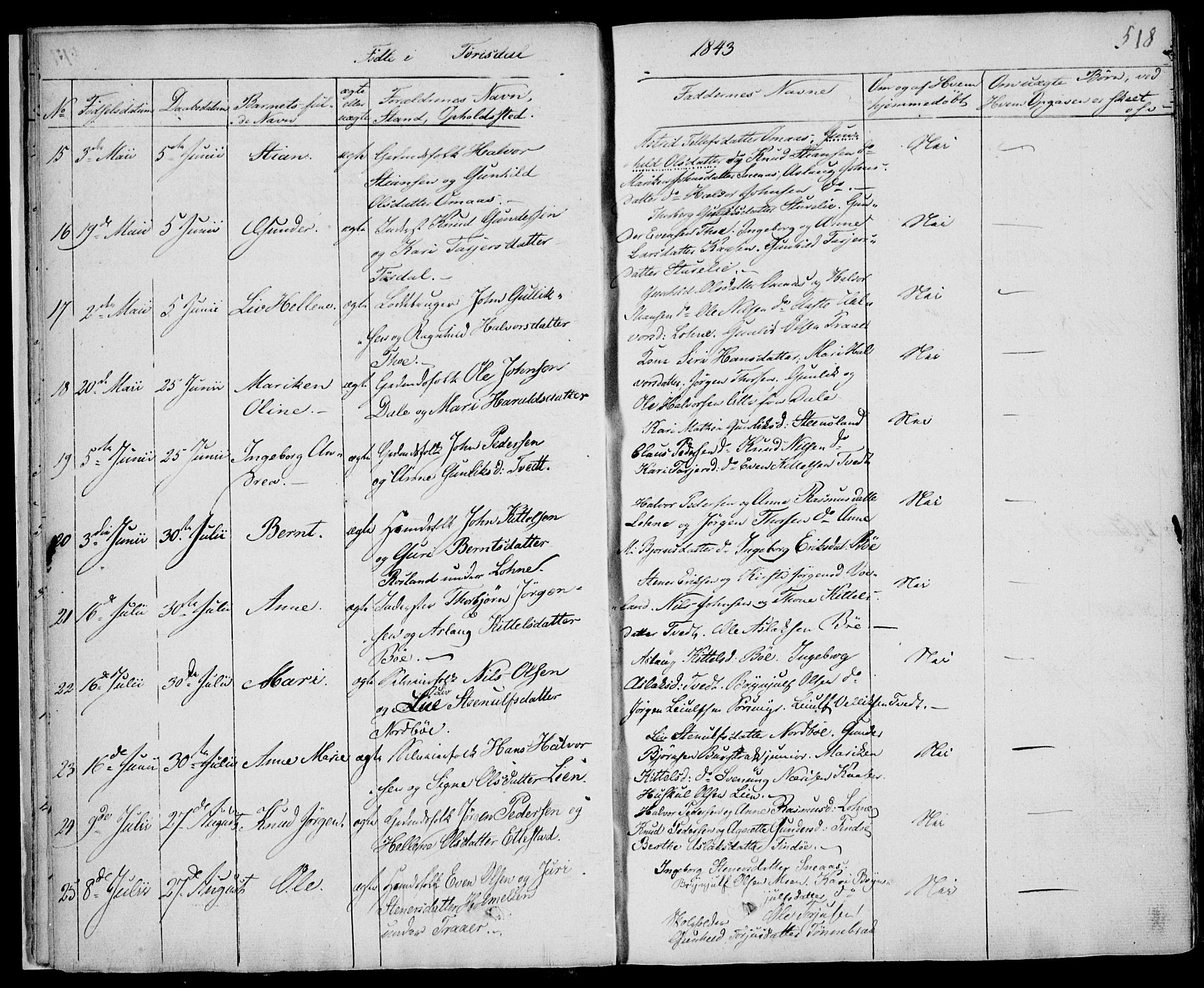 Drangedal kirkebøker, AV/SAKO-A-258/F/Fa/L0007b: Parish register (official) no. 7b, 1837-1856, p. 518