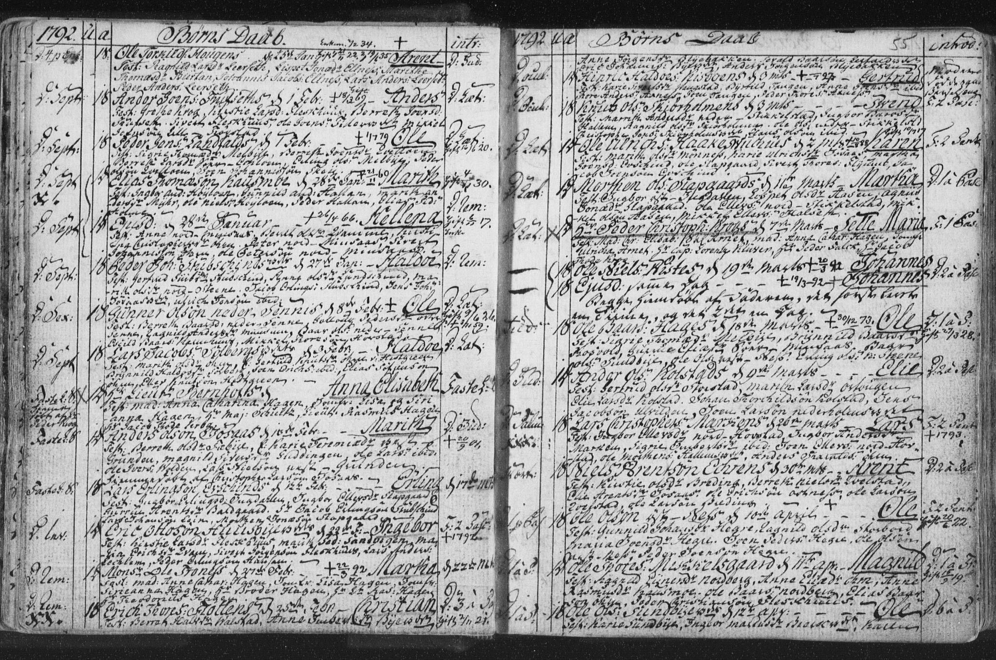 Ministerialprotokoller, klokkerbøker og fødselsregistre - Nord-Trøndelag, SAT/A-1458/723/L0232: Parish register (official) no. 723A03, 1781-1804, p. 55