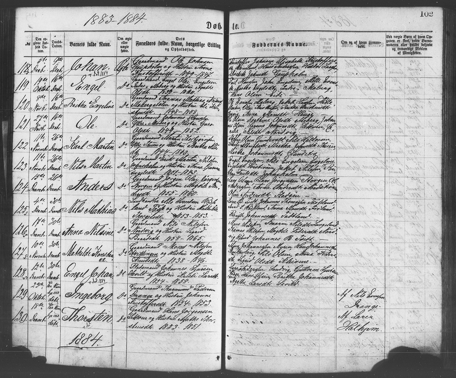 Os sokneprestembete, SAB/A-99929: Parish register (official) no. A 18, 1874-1884, p. 102