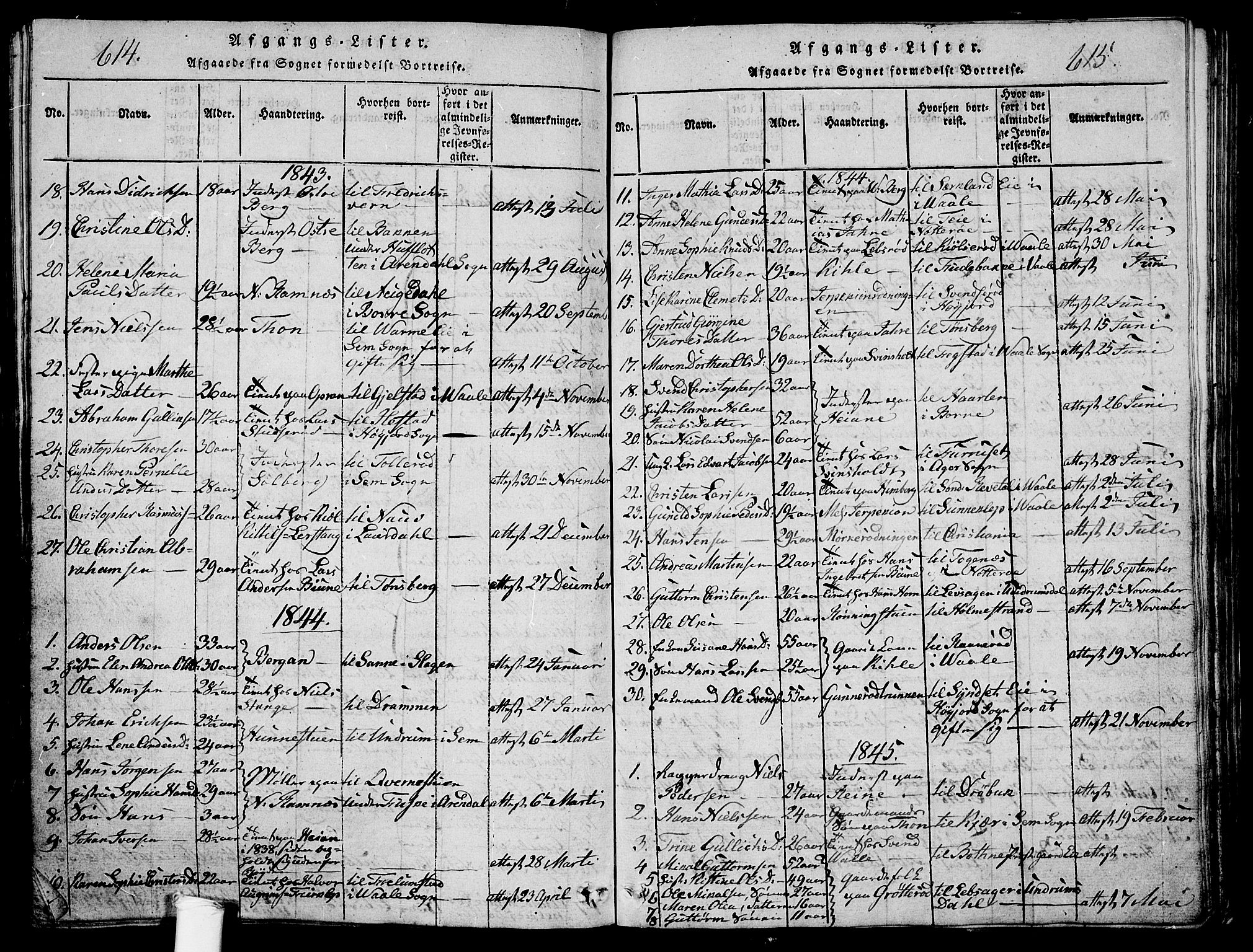 Ramnes kirkebøker, AV/SAKO-A-314/G/Ga/L0001: Parish register (copy) no. I 1, 1813-1847, p. 614-615