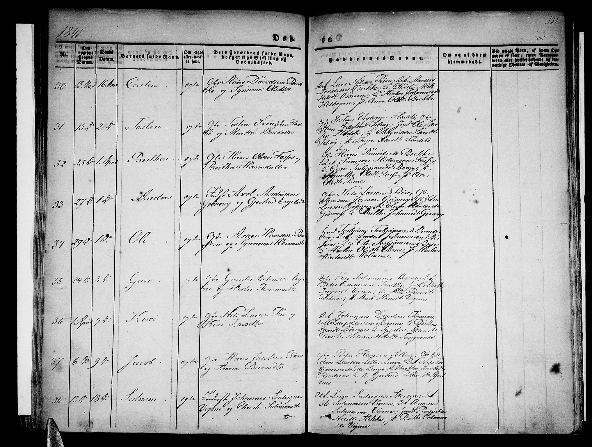 Strandebarm sokneprestembete, AV/SAB-A-78401/H/Haa: Parish register (official) no. A 6, 1826-1843, p. 121