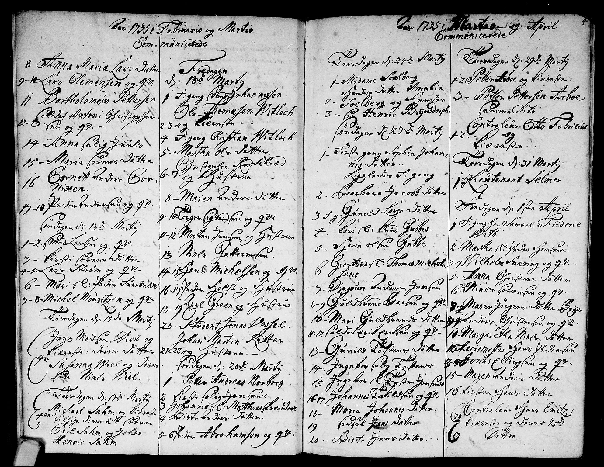 Strømsø kirkebøker, AV/SAKO-A-246/F/Fa/L0005: Parish register (official) no. I 5, 1734-1739, p. 4