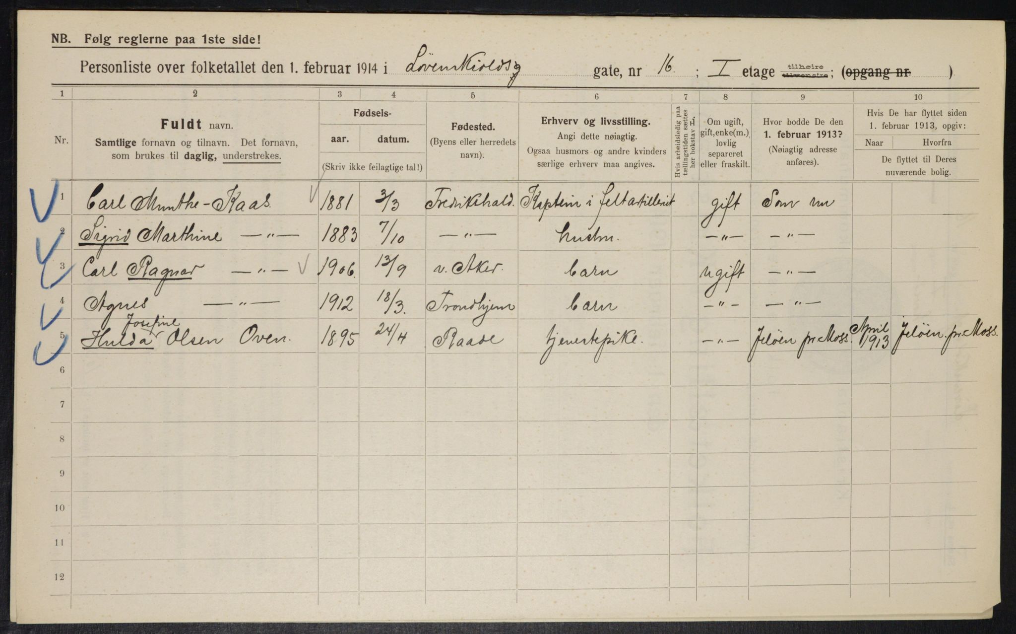 OBA, Municipal Census 1914 for Kristiania, 1914, p. 58981