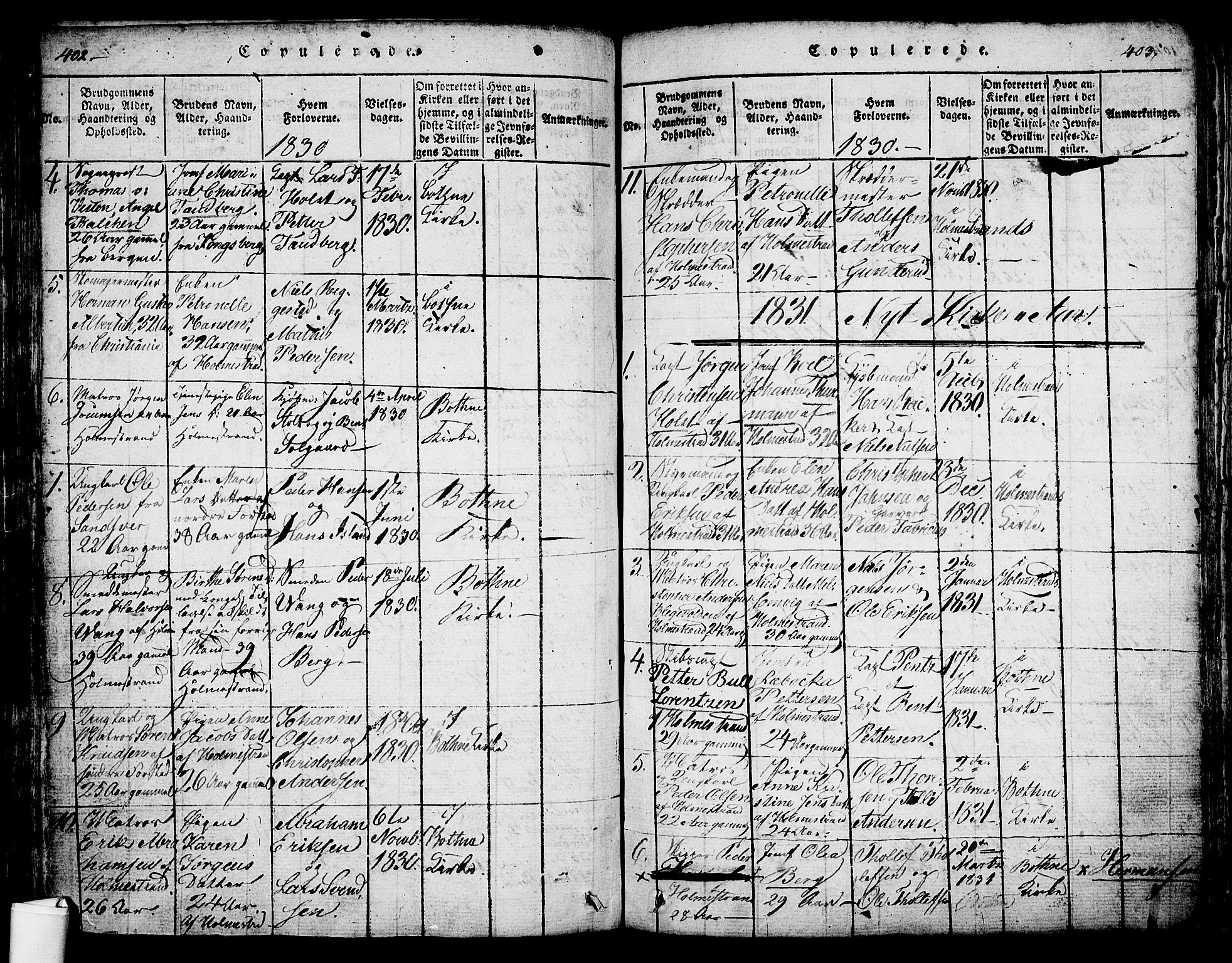 Holmestrand kirkebøker, AV/SAKO-A-346/G/Ga/L0001: Parish register (copy) no. 1, 1814-1848, p. 402-403