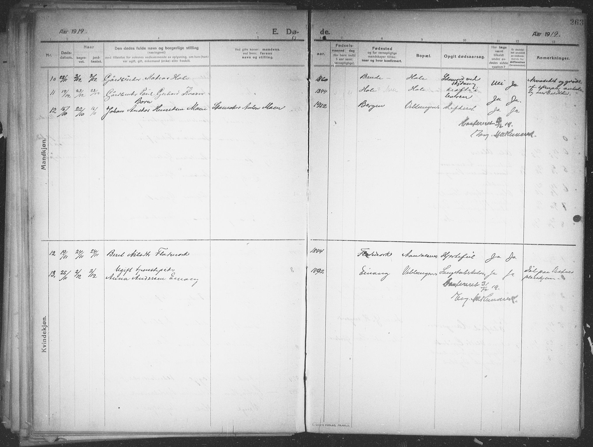 Ministerialprotokoller, klokkerbøker og fødselsregistre - Møre og Romsdal, AV/SAT-A-1454/544/L0581: Parish register (copy) no. 544C03, 1910-1937, p. 263