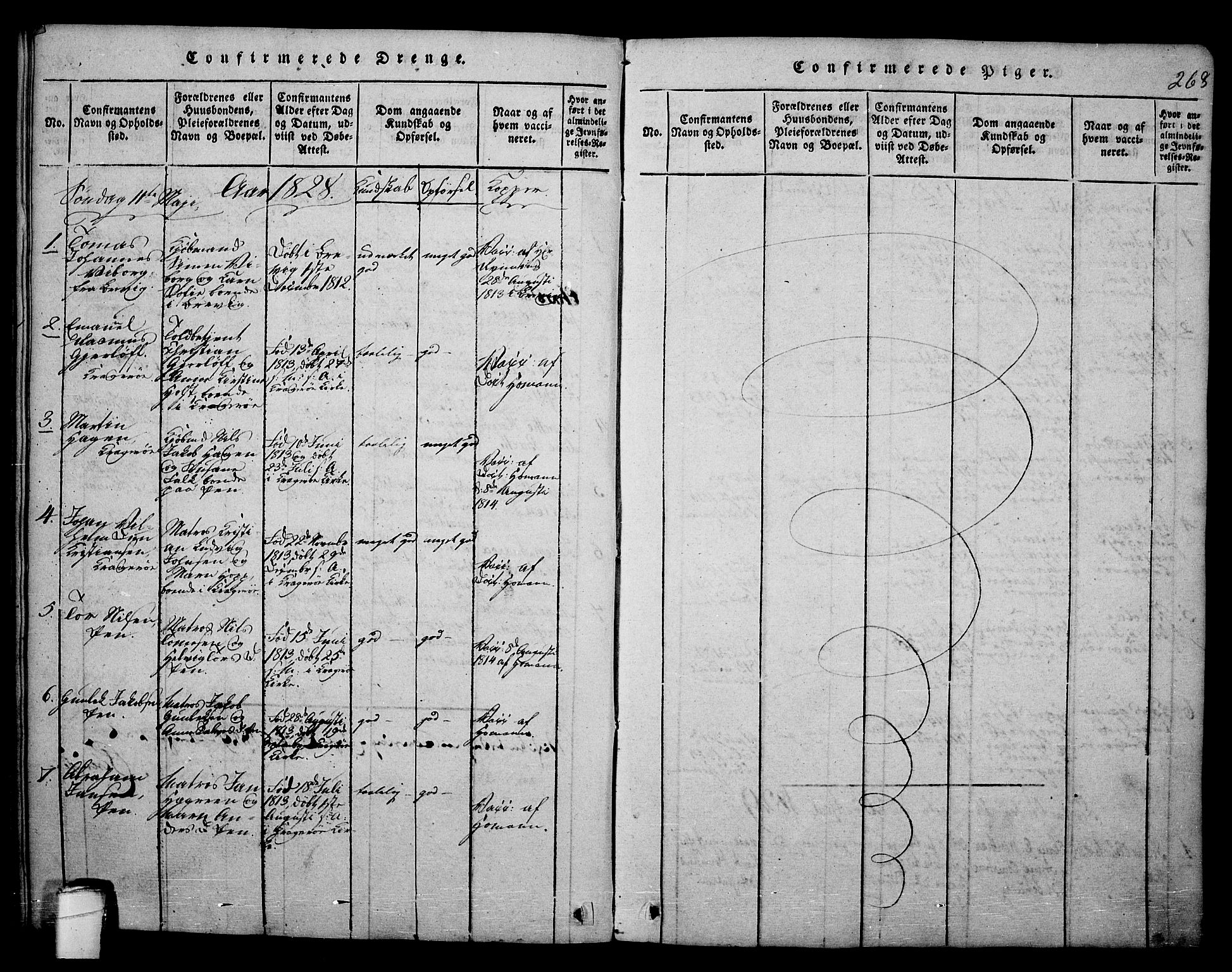 Kragerø kirkebøker, SAKO/A-278/F/Fa/L0004: Parish register (official) no. 4, 1814-1831, p. 268