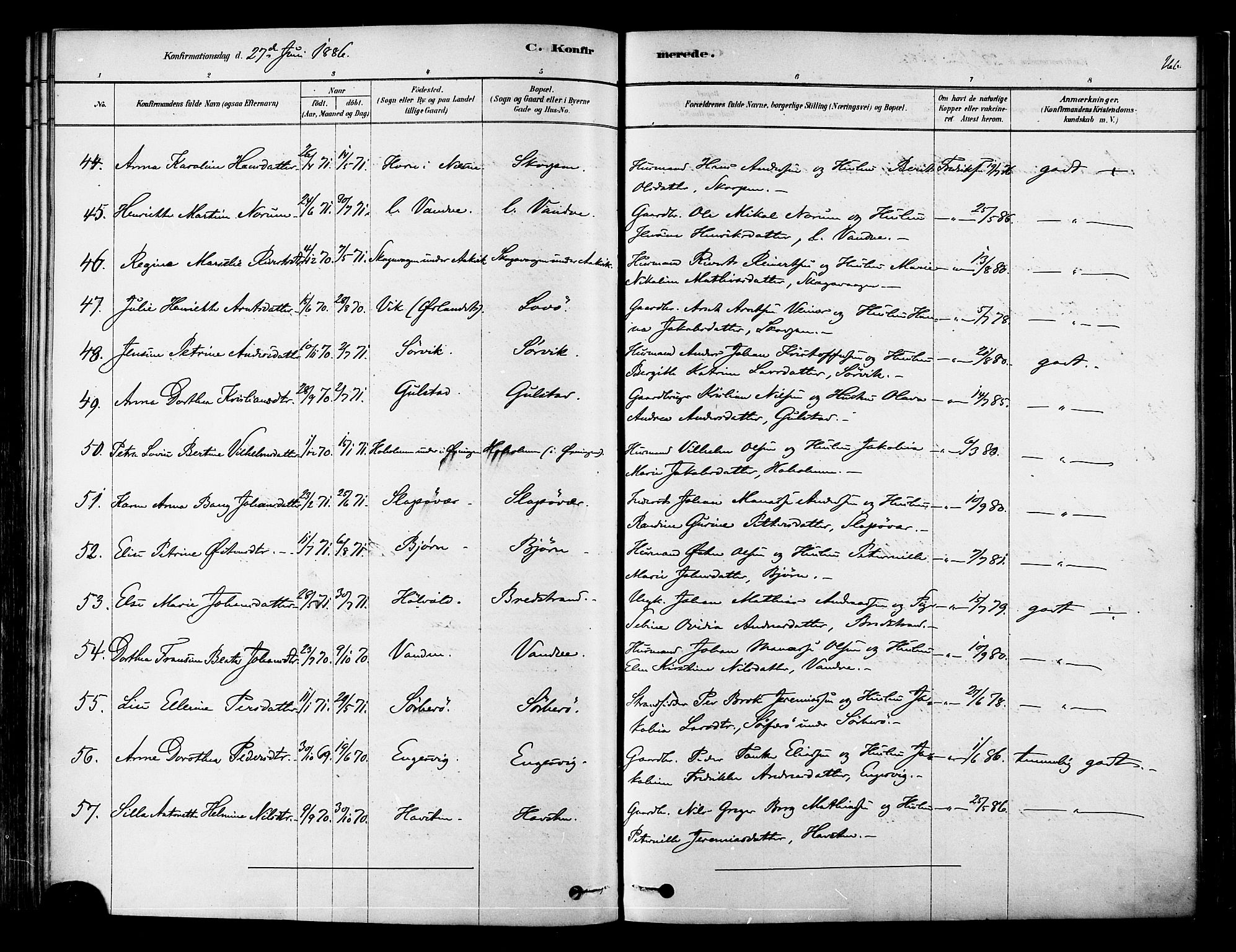 Ministerialprotokoller, klokkerbøker og fødselsregistre - Nordland, AV/SAT-A-1459/834/L0507: Parish register (official) no. 834A05, 1878-1892, p. 266