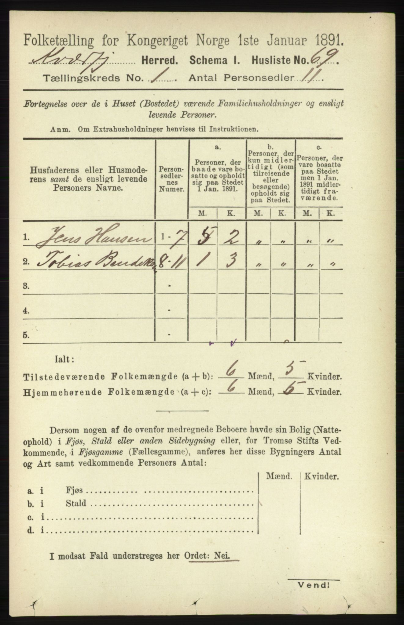 RA, 1891 census for 1911 Kvæfjord, 1891, p. 89