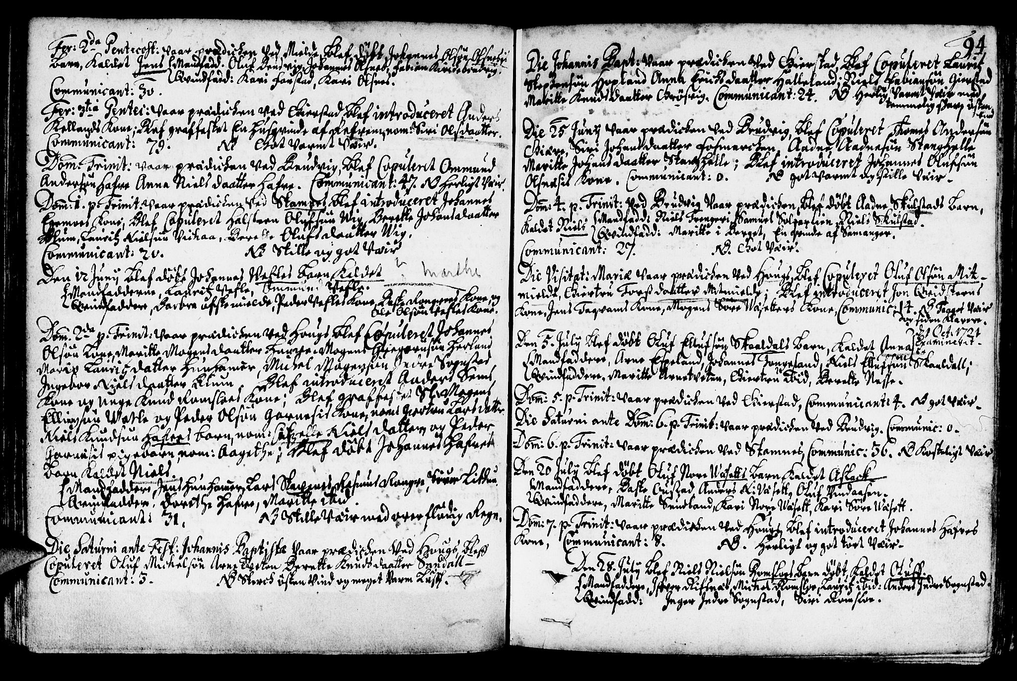 Haus sokneprestembete, AV/SAB-A-75601/H/Haa: Parish register (official) no. A 1, 1691-1712, p. 94