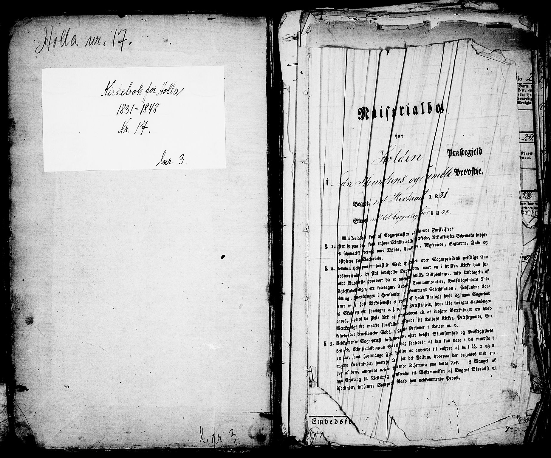 Holla kirkebøker, AV/SAKO-A-272/F/Fa/L0004: Parish register (official) no. 4, 1830-1848