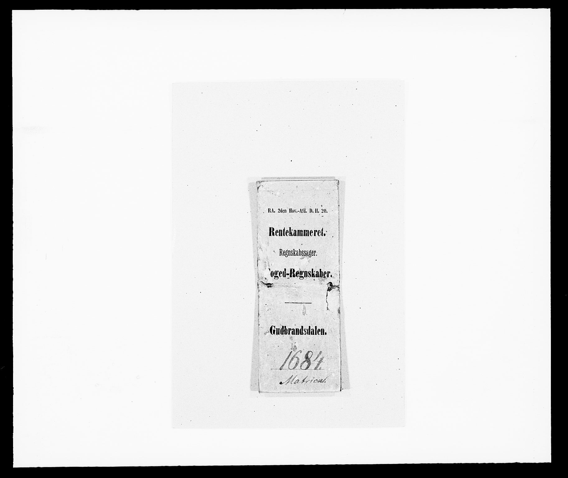 Rentekammeret inntil 1814, Reviderte regnskaper, Fogderegnskap, RA/EA-4092/R17/L1159: Fogderegnskap Gudbrandsdal, 1682-1689, p. 1