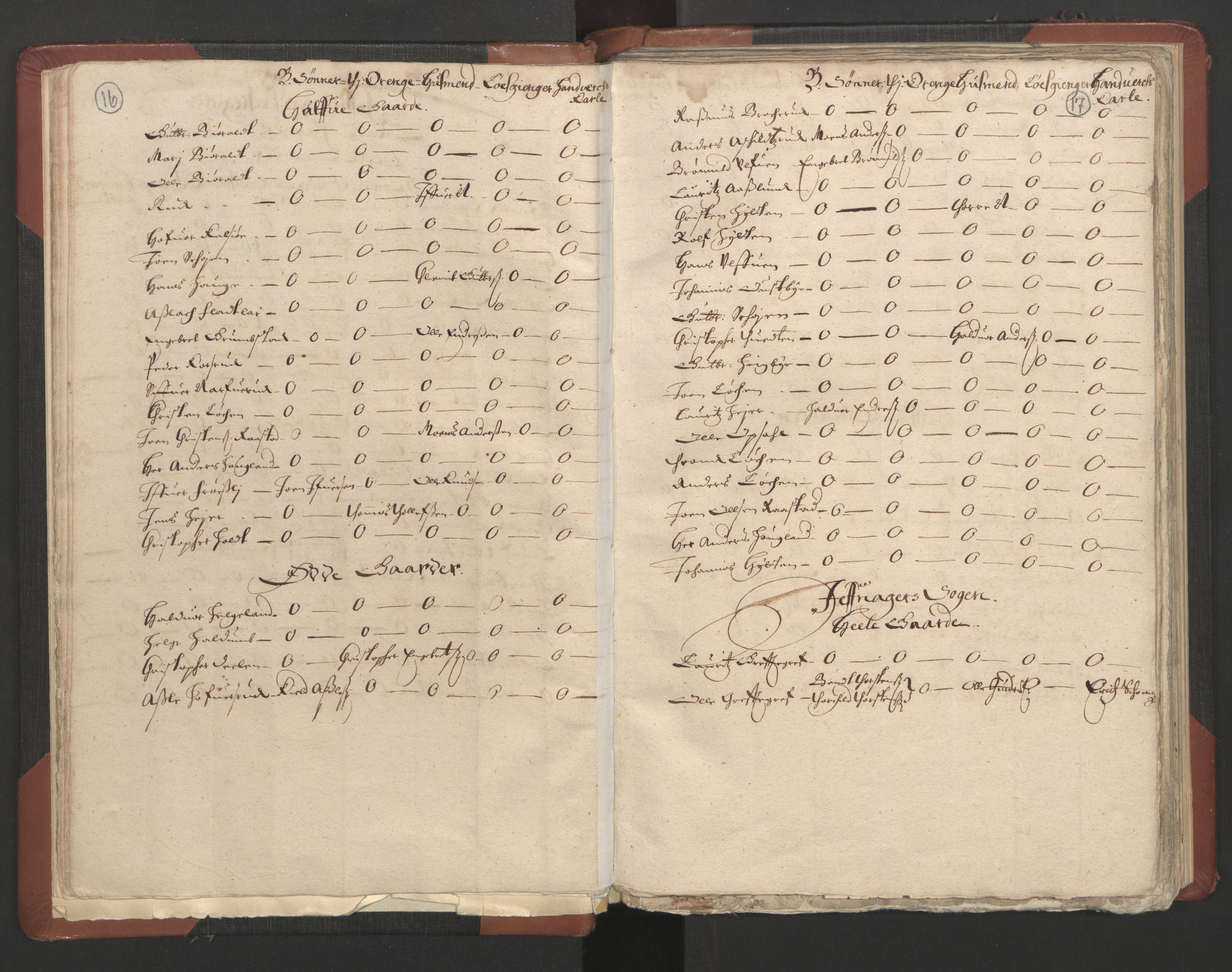 RA, Bailiff's Census 1664-1666, no. 4: Hadeland and Valdres fogderi and Gudbrandsdal fogderi, 1664, p. 16-17