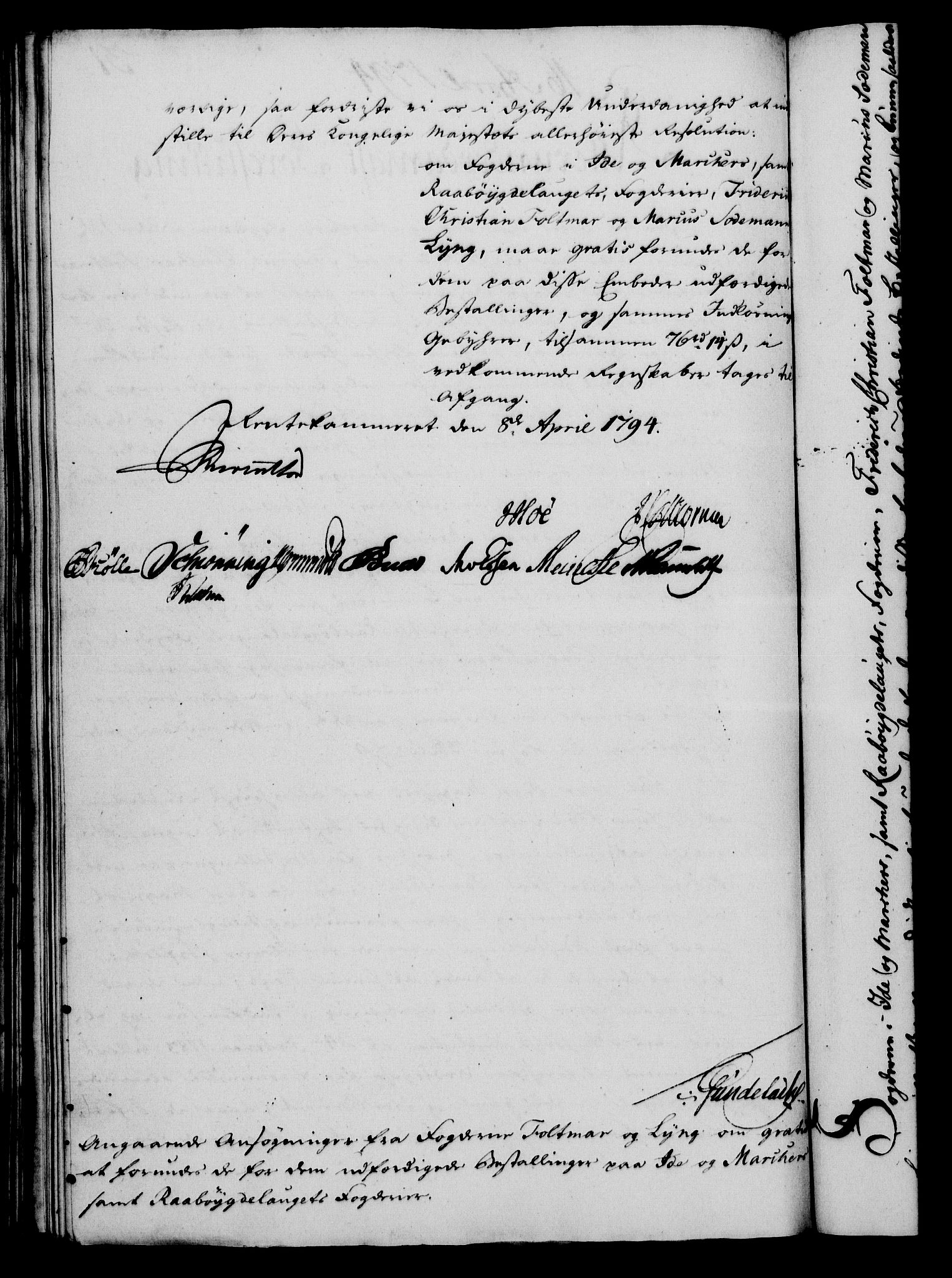 Rentekammeret, Kammerkanselliet, RA/EA-3111/G/Gf/Gfa/L0076: Norsk relasjons- og resolusjonsprotokoll (merket RK 52.76), 1794, p. 168