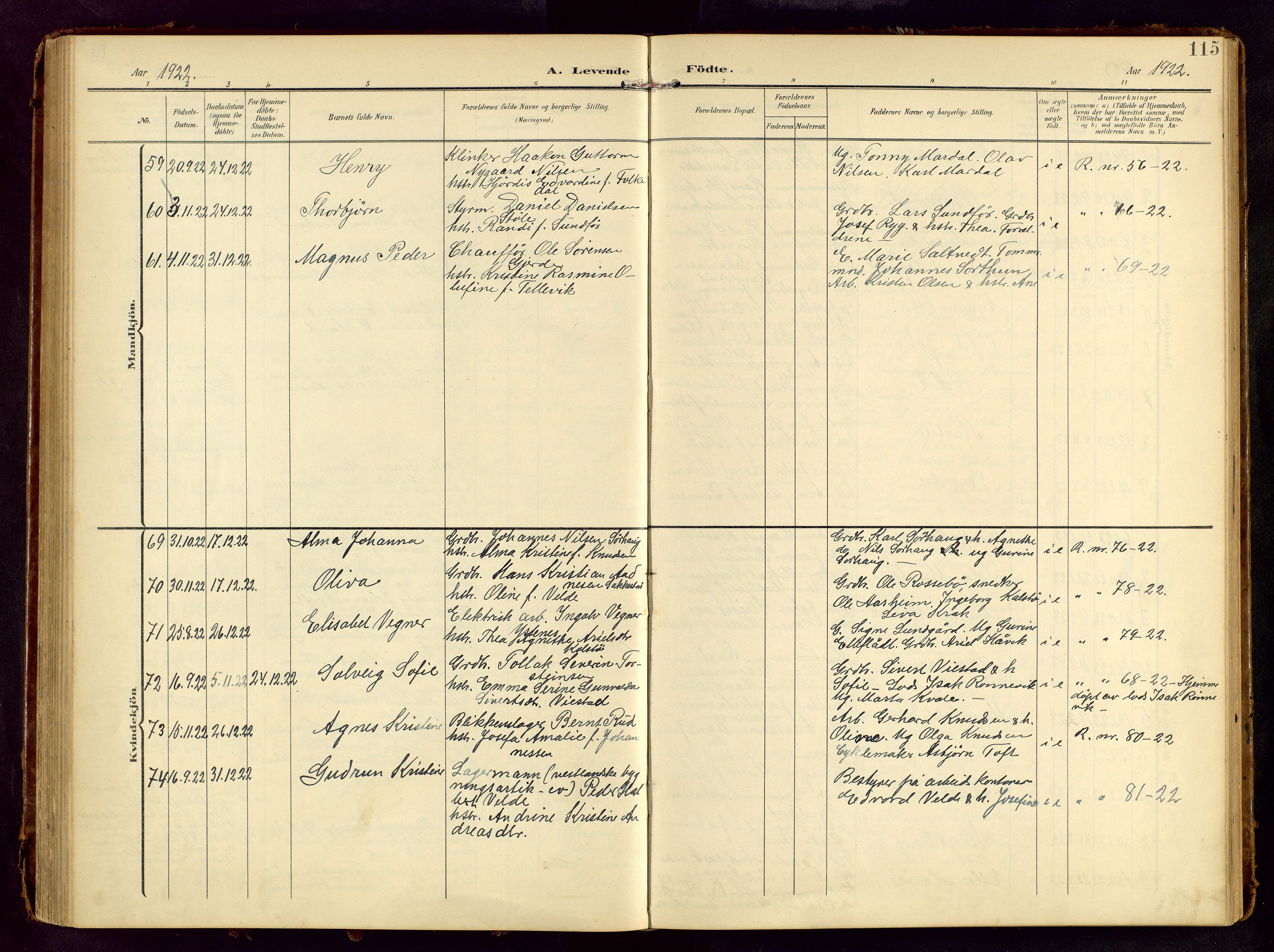 Haugesund sokneprestkontor, SAST/A -101863/H/Ha/Hab/L0006: Parish register (copy) no. B 6, 1906-1944, p. 115