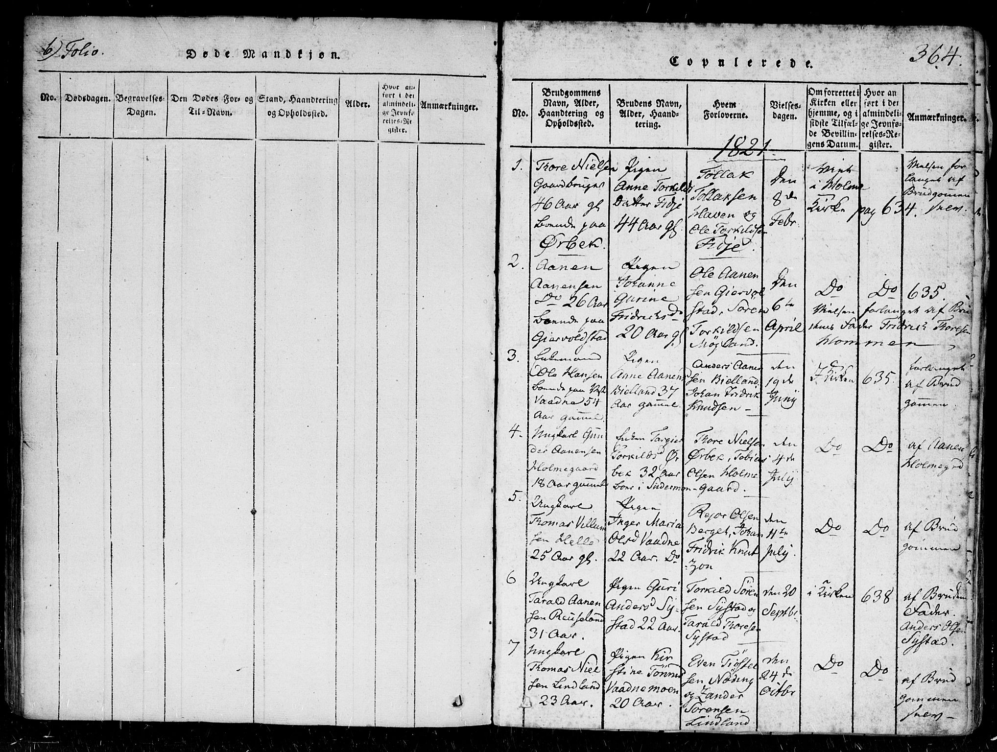 Holum sokneprestkontor, SAK/1111-0022/F/Fa/Faa/L0004: Parish register (official) no. A 4, 1820-1849, p. 363-364