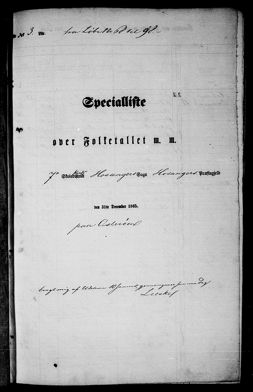 RA, 1865 census for Hosanger, 1865, p. 50