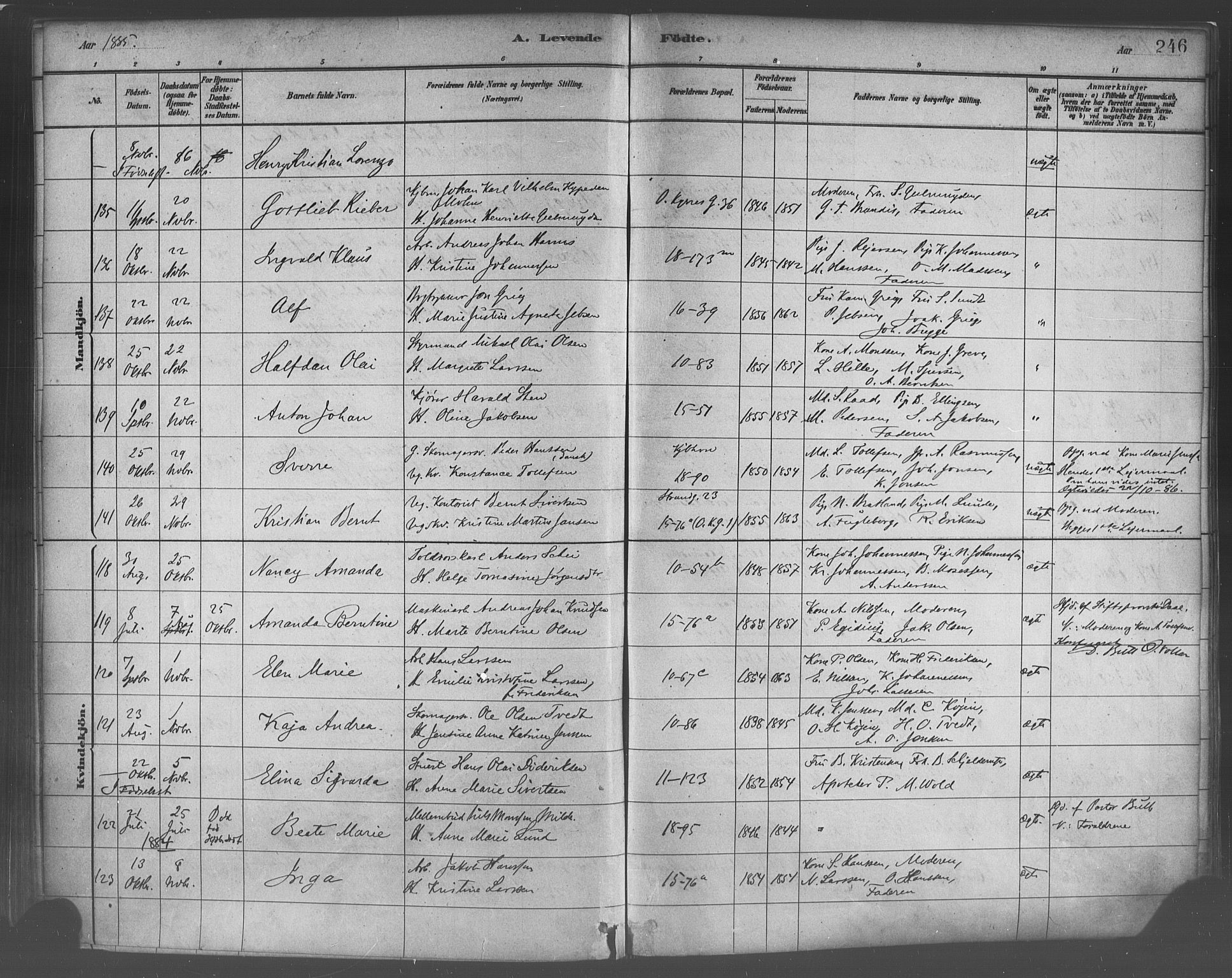 Domkirken sokneprestembete, SAB/A-74801/H/Haa/L0023: Parish register (official) no. B 6, 1879-1887, p. 246