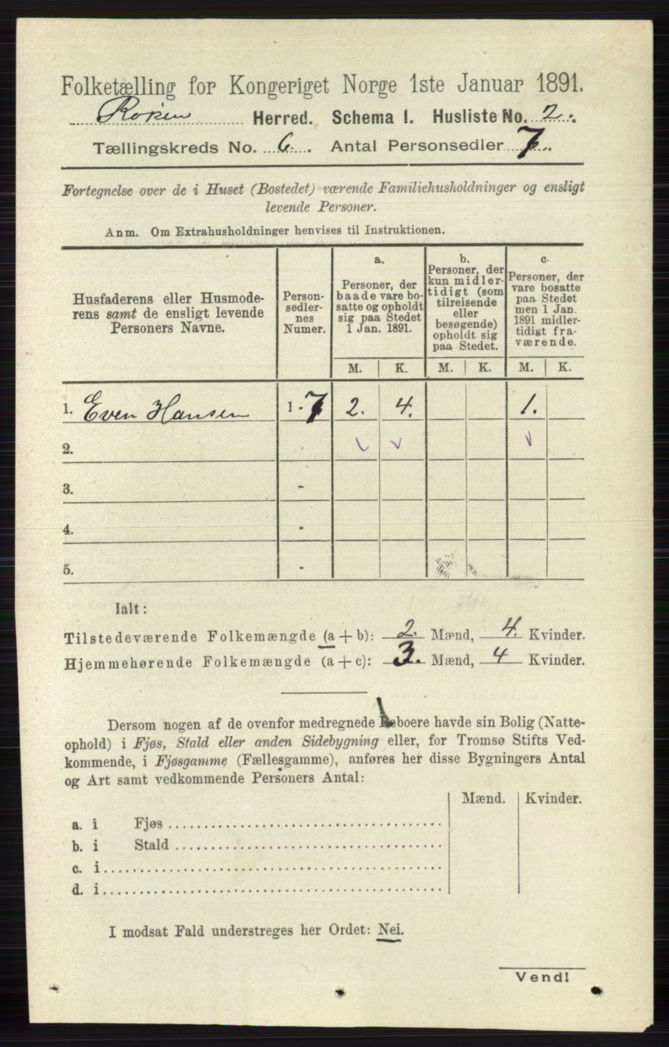 RA, 1891 census for 0627 Røyken, 1891, p. 3542