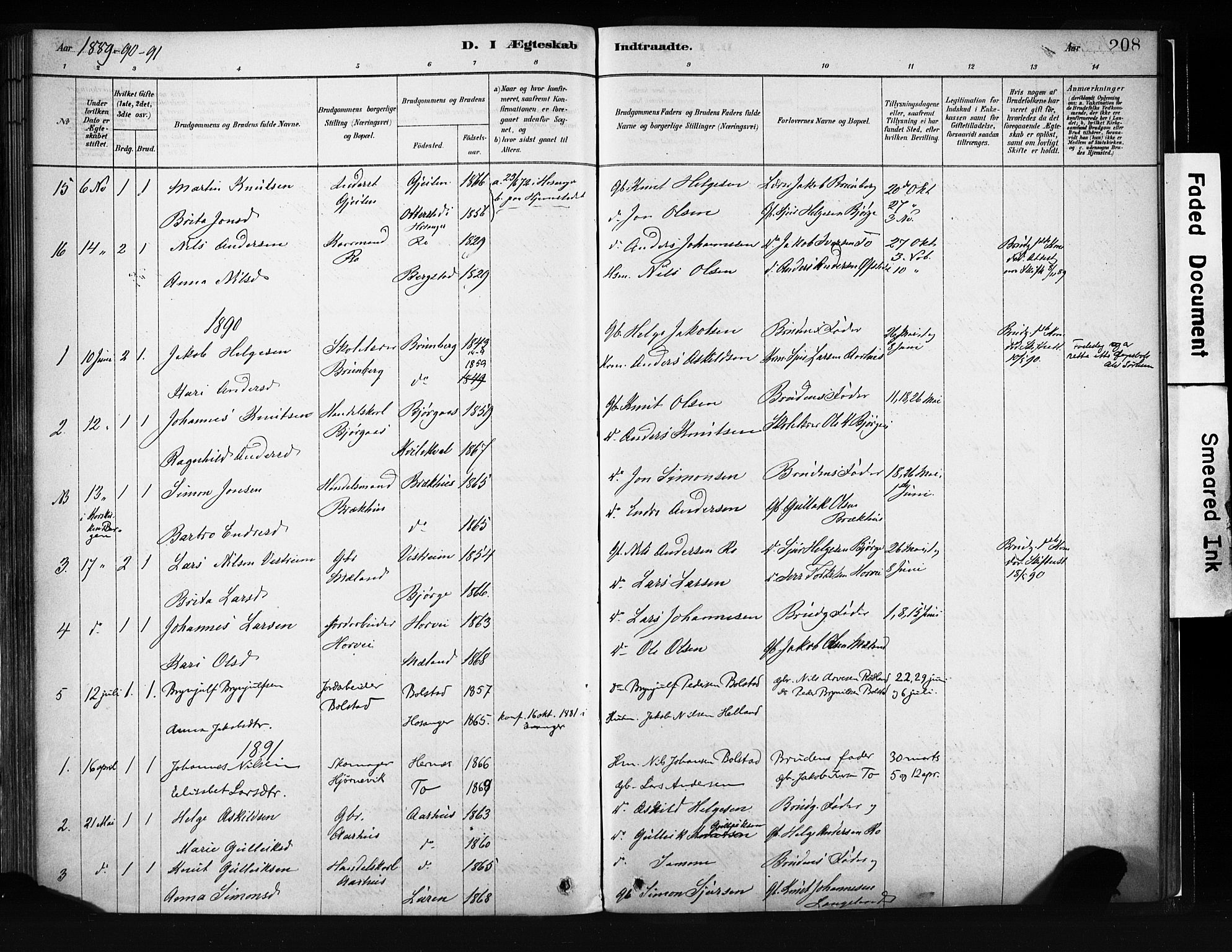 Evanger sokneprestembete, SAB/A-99924: Parish register (official) no. A 1, 1877-1899, p. 208